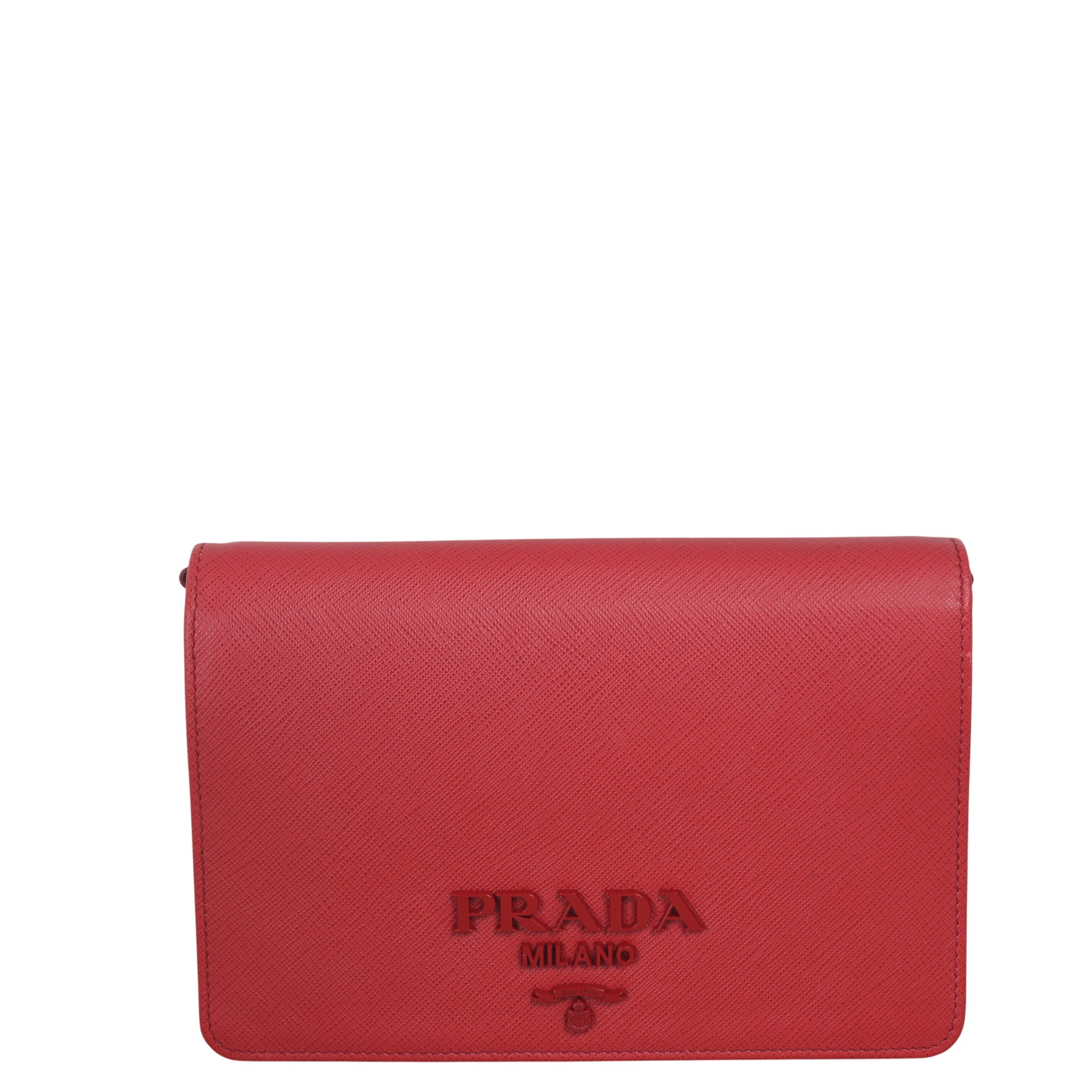 Prada Monochrome Saffiano Wallet on Chain