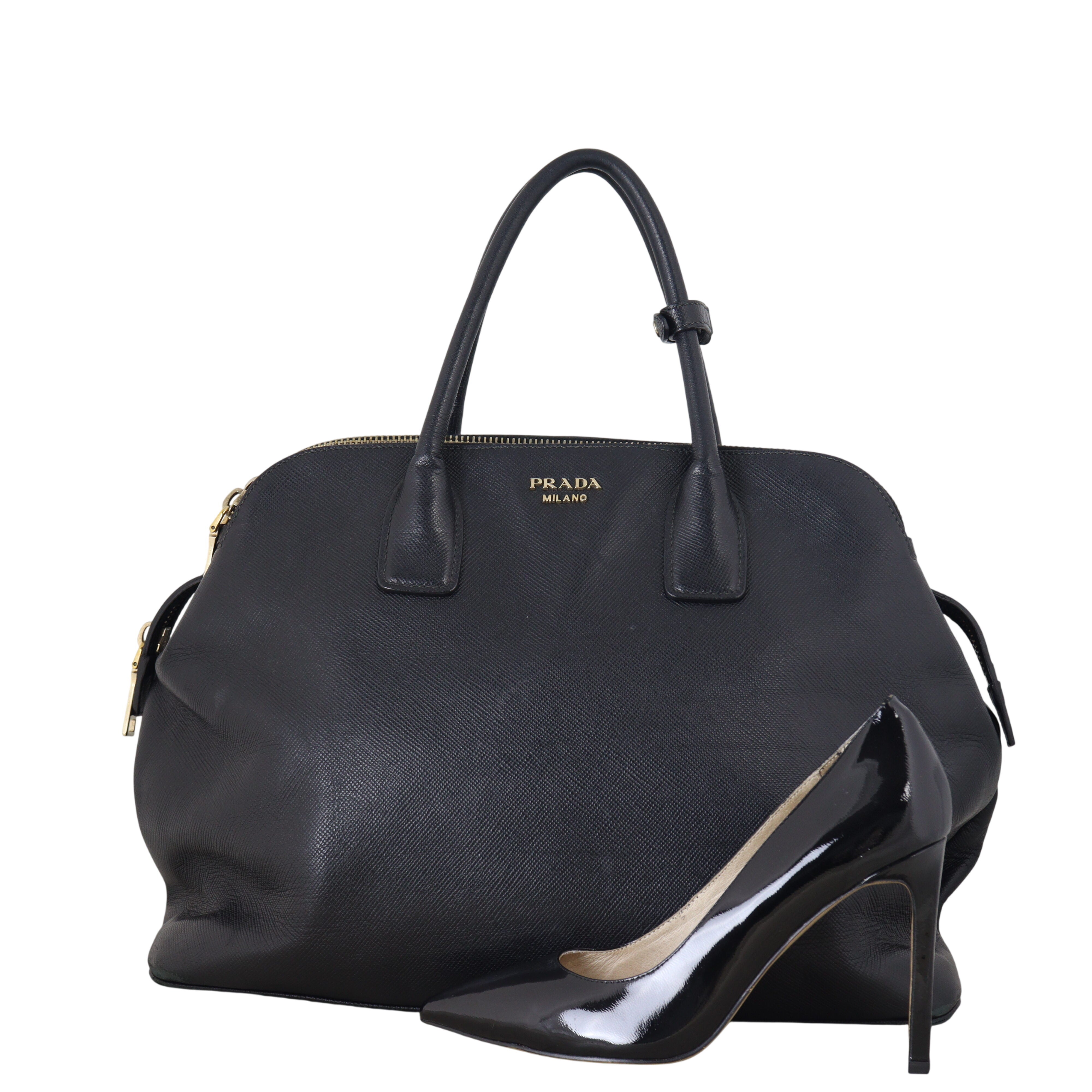 Prada Saffiano Cuir Triple Zip Dome Bag