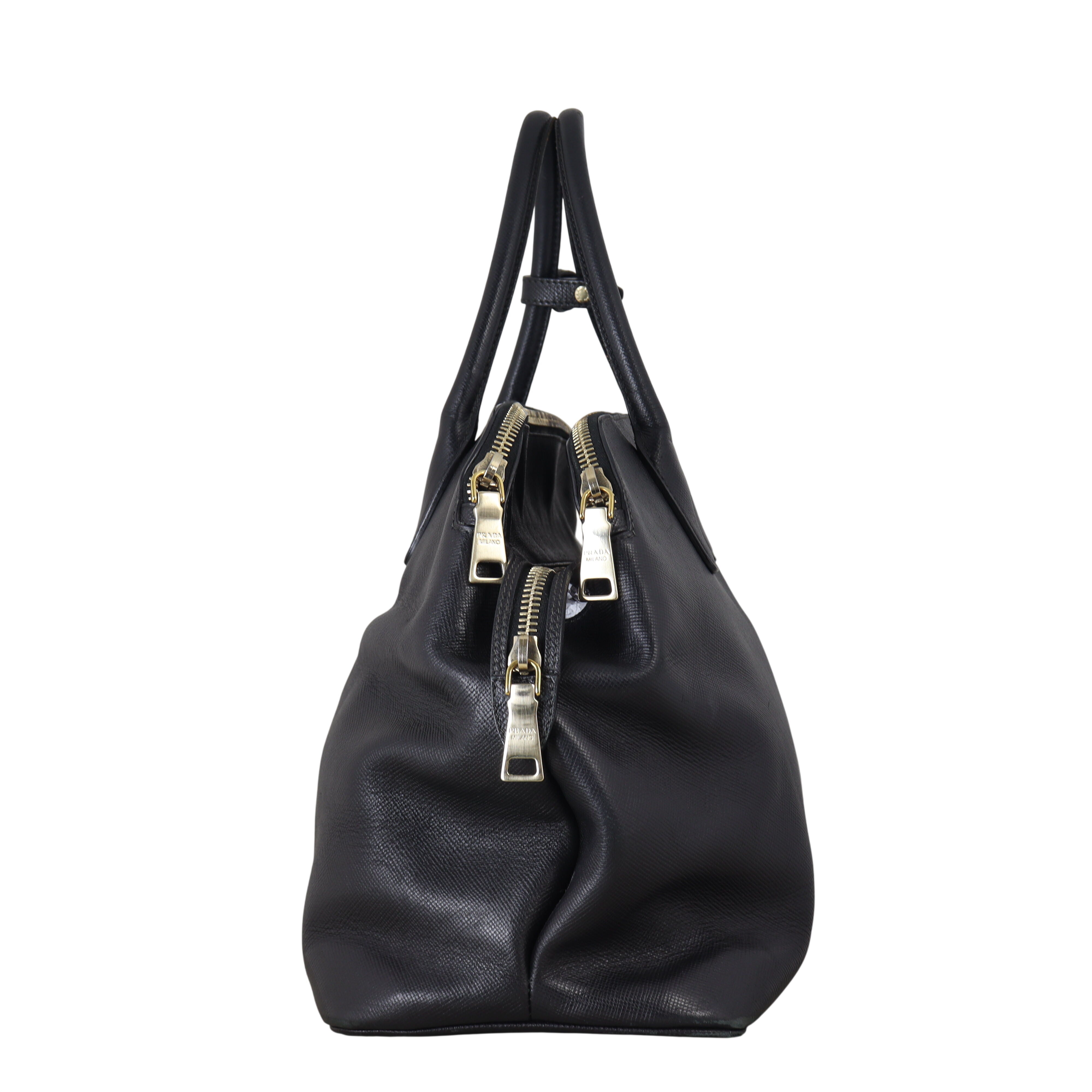 Prada Saffiano Cuir Triple Zip Dome Bag