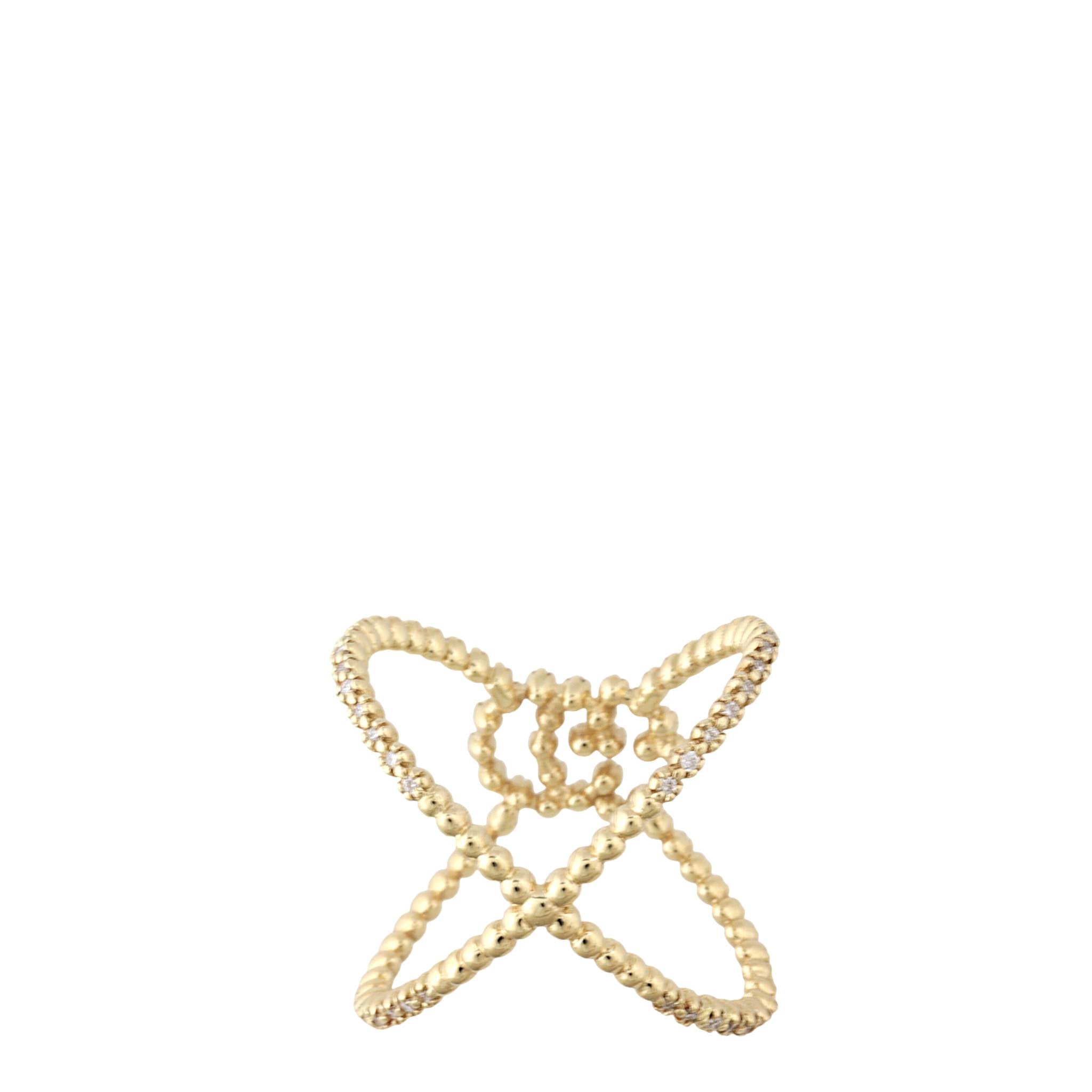 Gucci GG Running X Diamond 18k Yellow Gold Ring