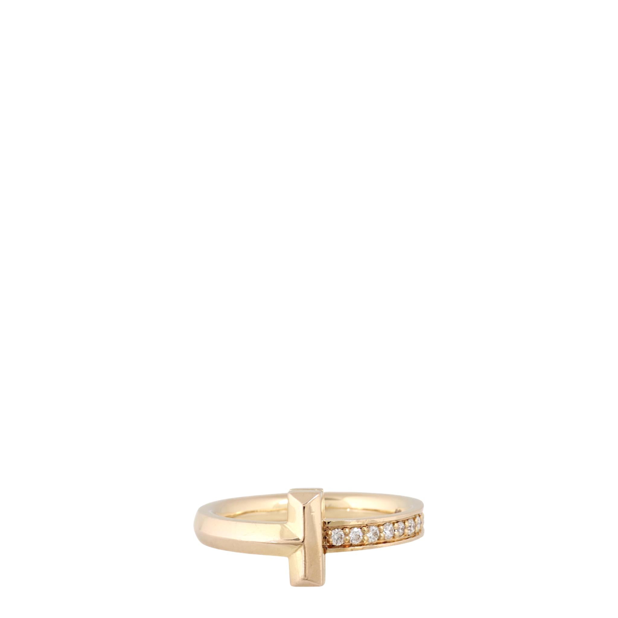 Tiffany & Co T1 Diamond 18k Rose Gold Ring