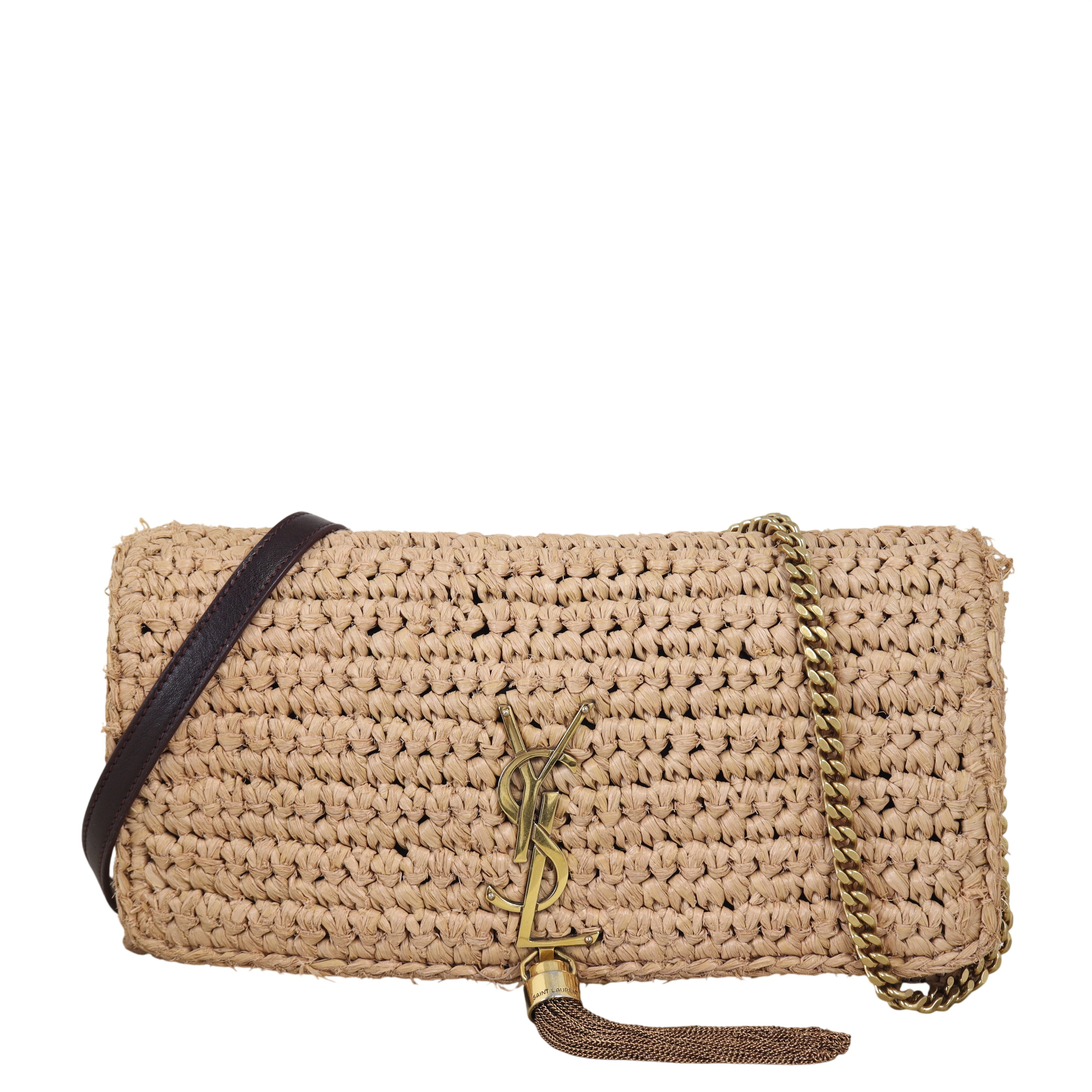 Saint Laurent Kate 99 Tassel Chain Bag Raffia