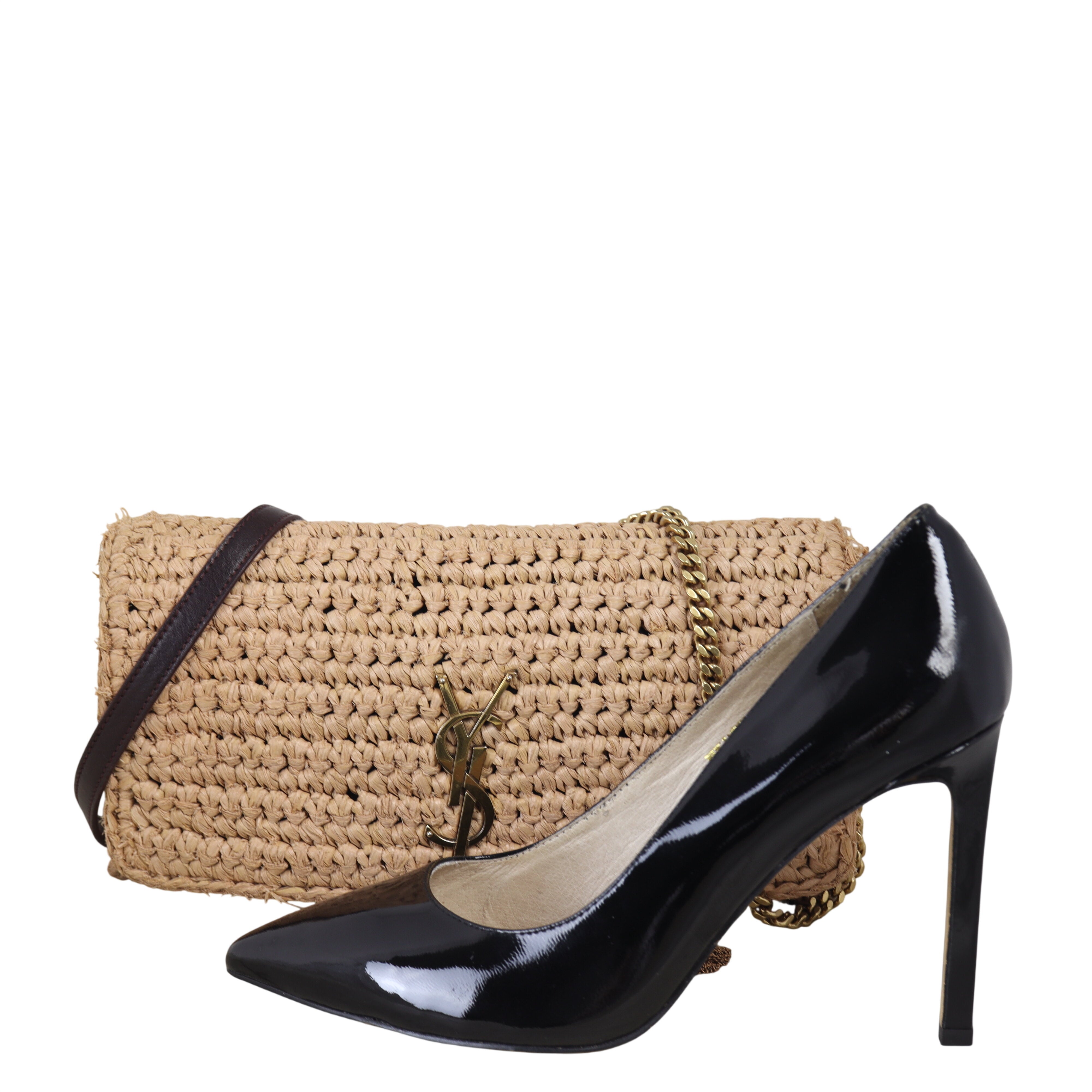 Saint Laurent Kate 99 Tassel Chain Bag Raffia