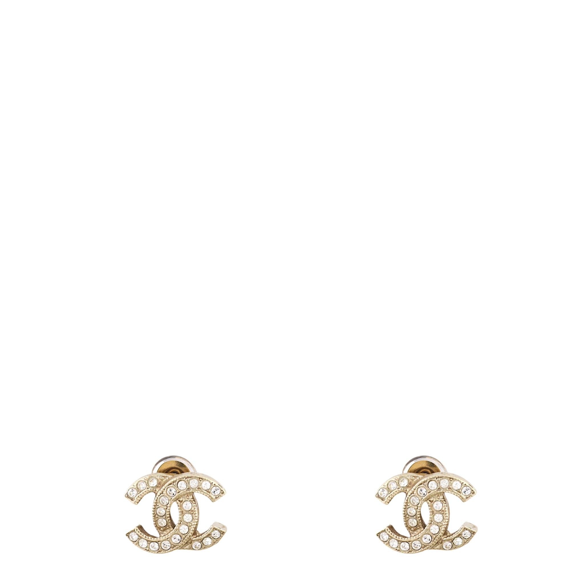 Chanel CC Crystal Stud Earrings