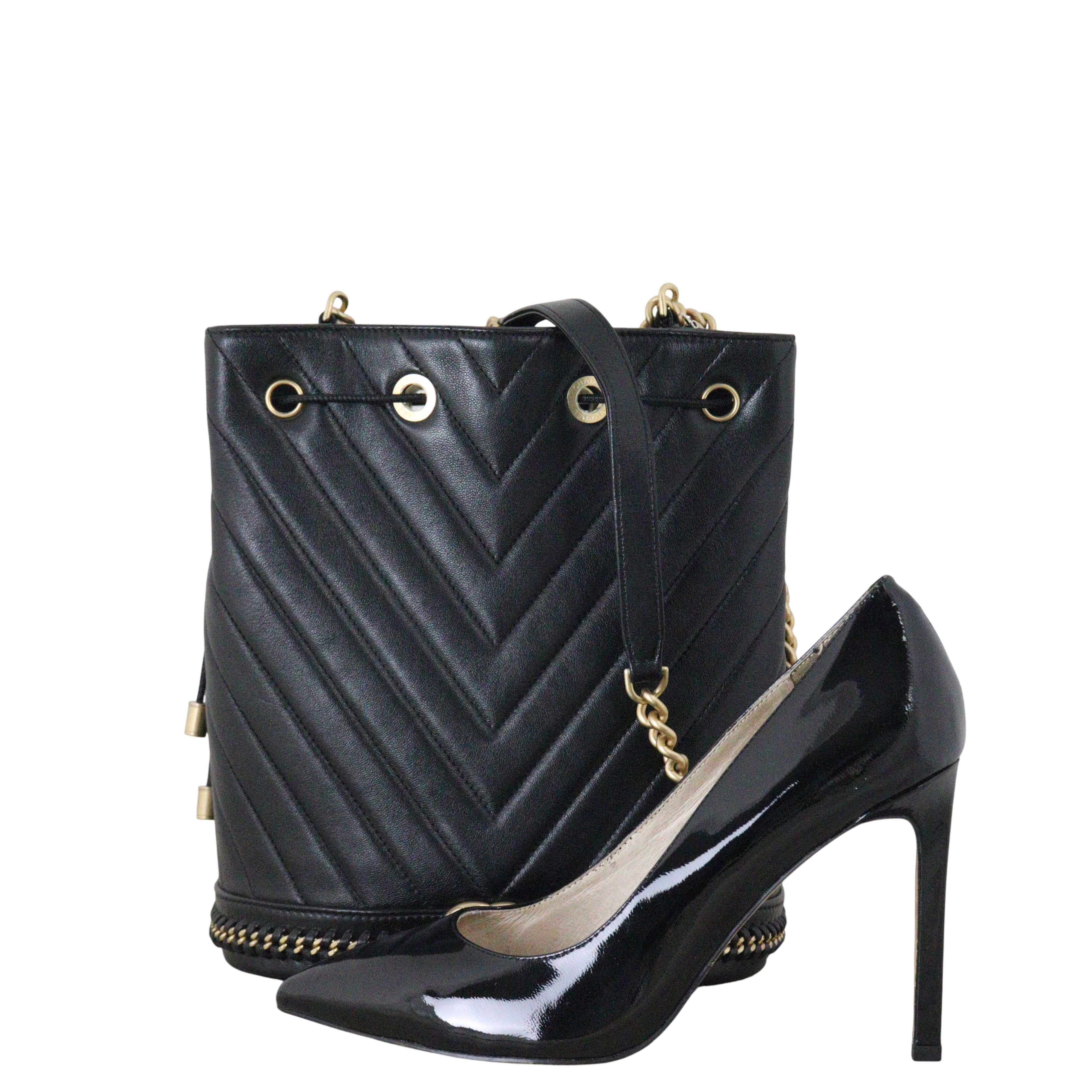 Chanel Paris Cosmopolite Bucket Bag Chevron