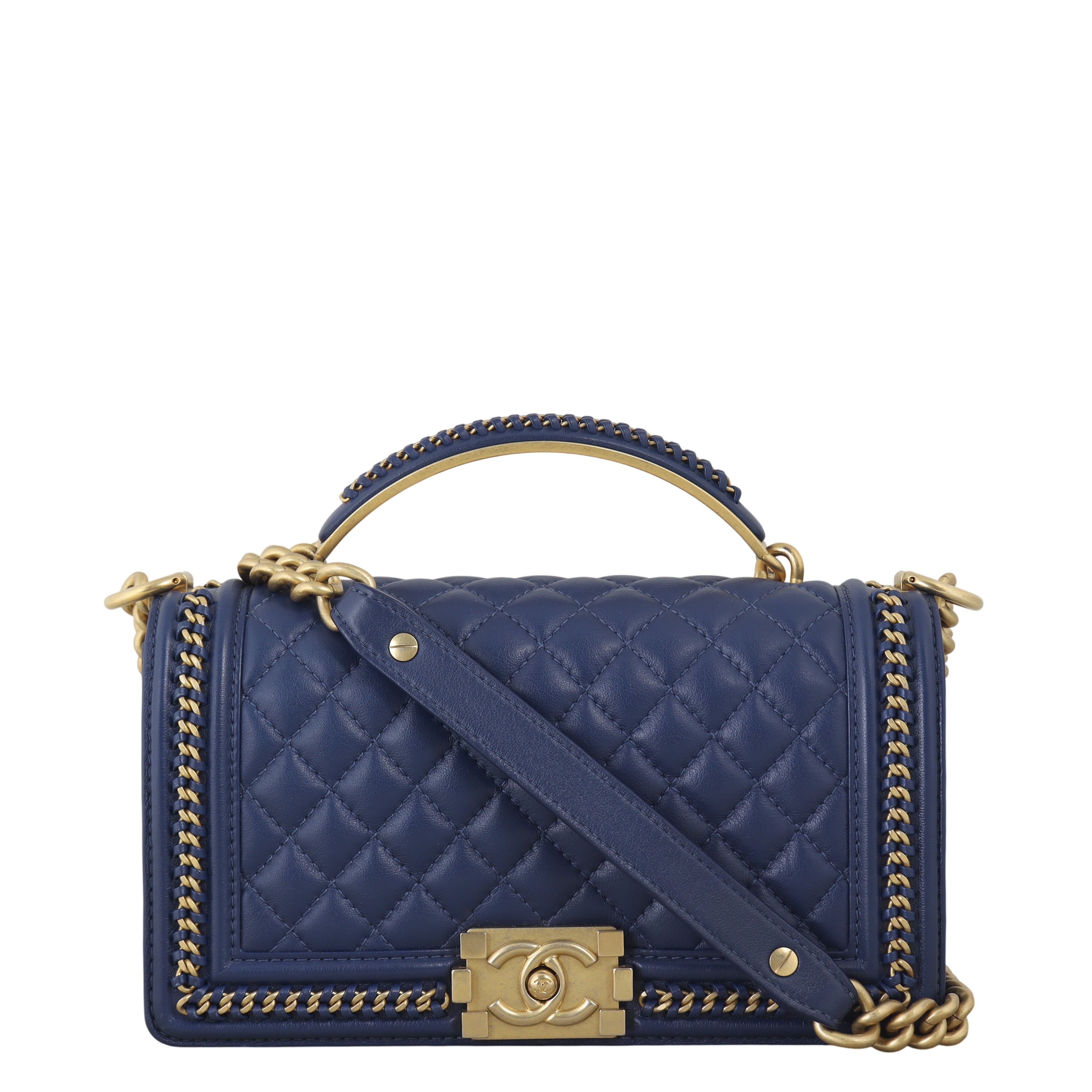 Chanel Boy Old Medium Paris-Rome Chain Top Handle