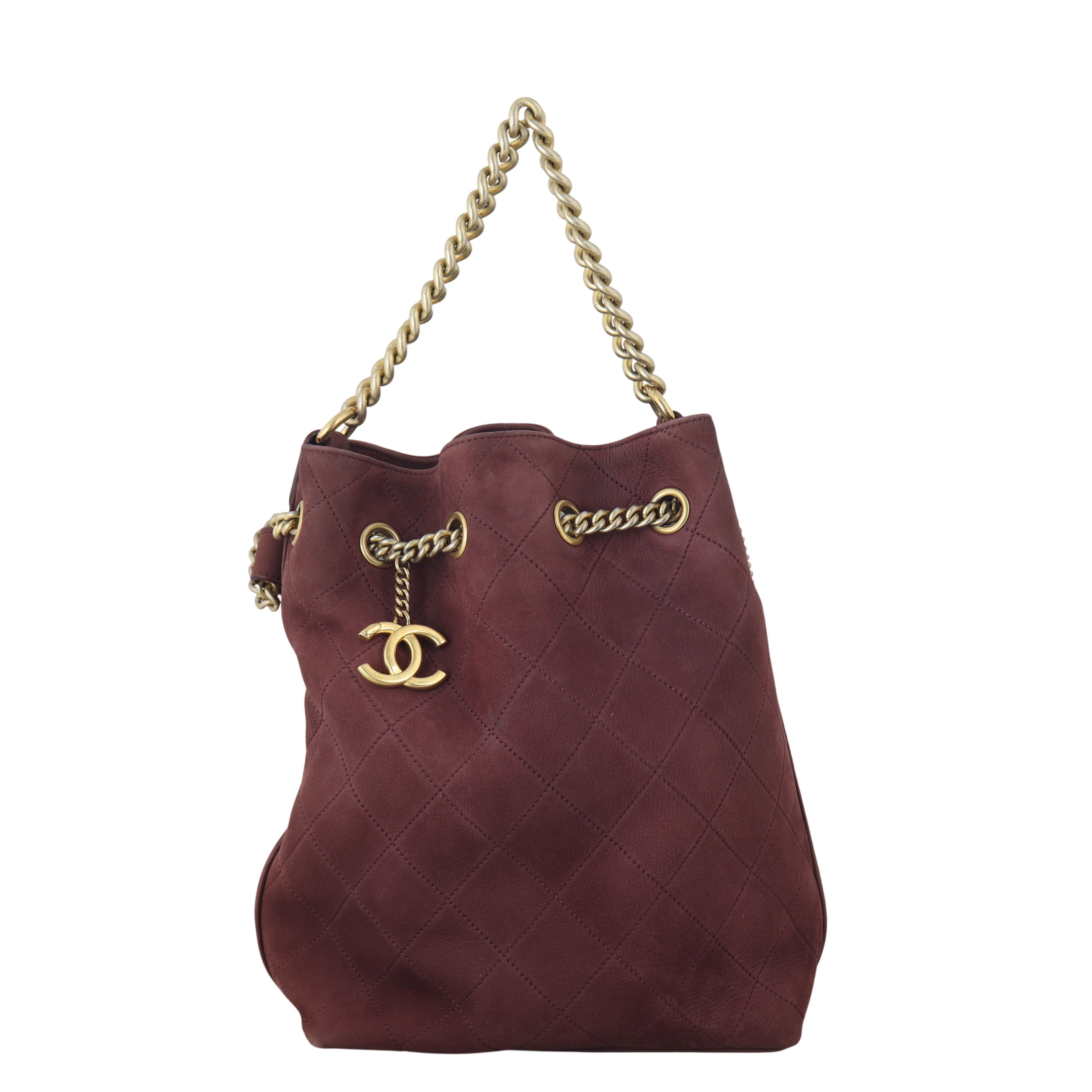 Chanel Paris-Rome On My Shoulder Bucket Bag Suede