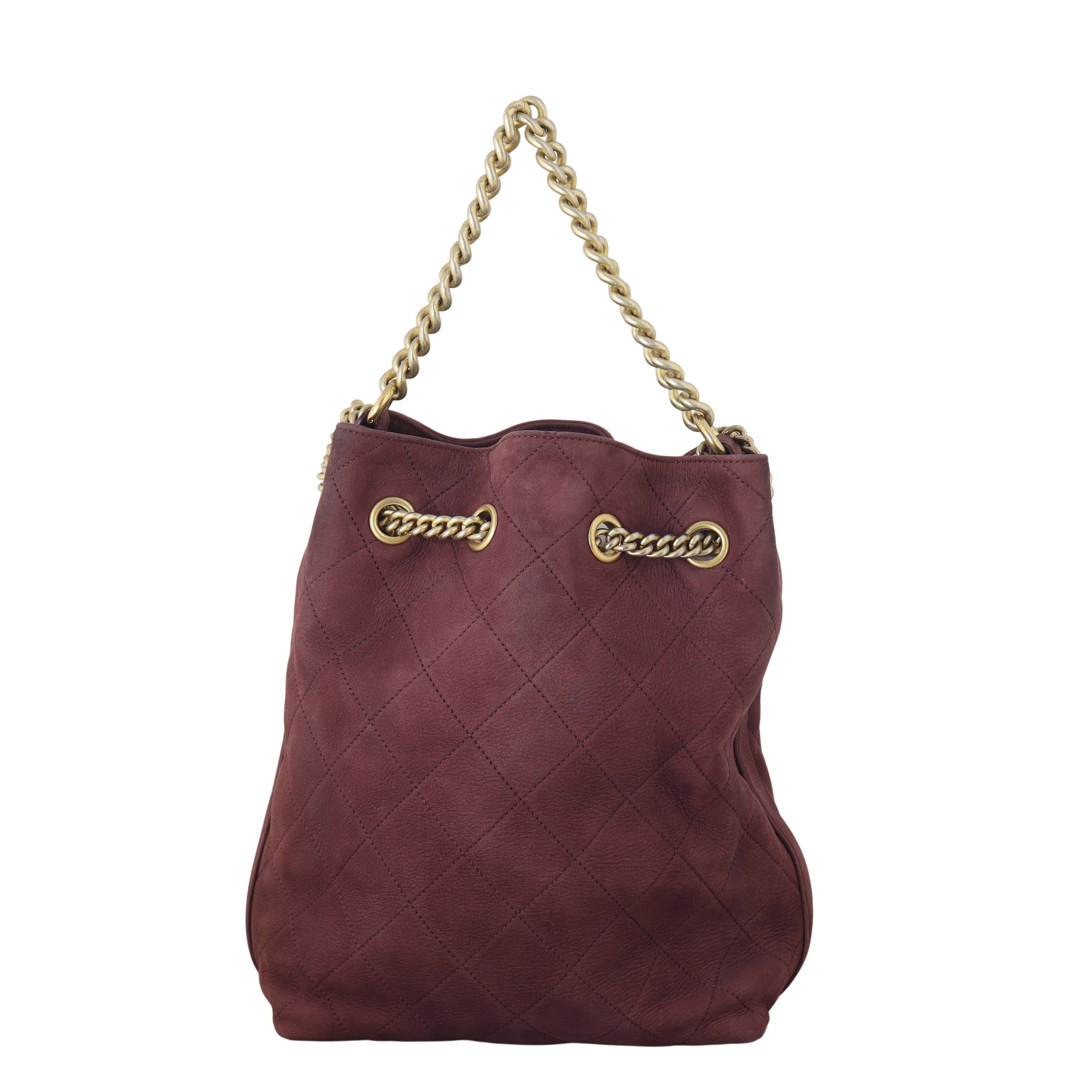 Chanel Paris-Rome On My Shoulder Bucket Bag Suede