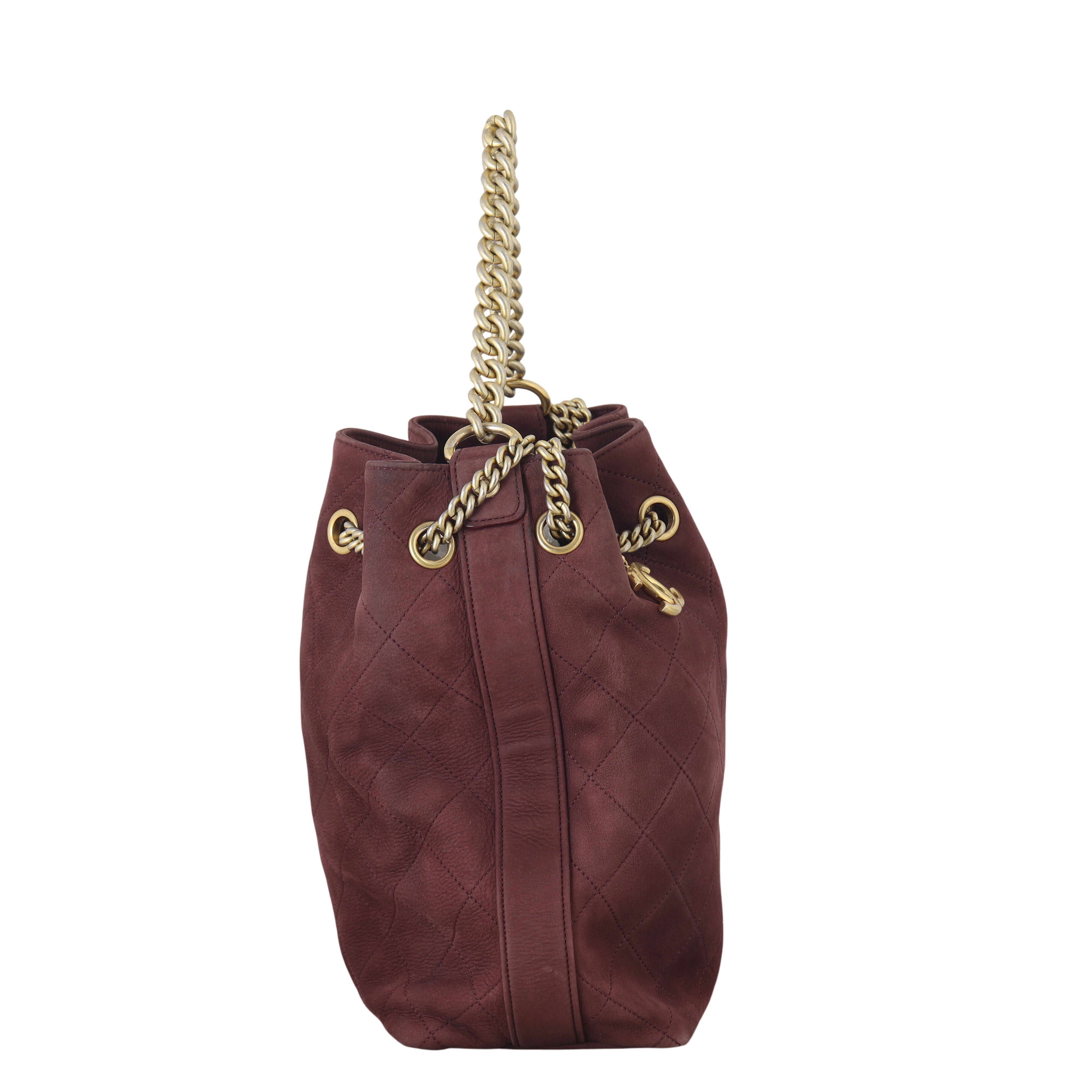 Chanel Paris-Rome On My Shoulder Bucket Bag Suede