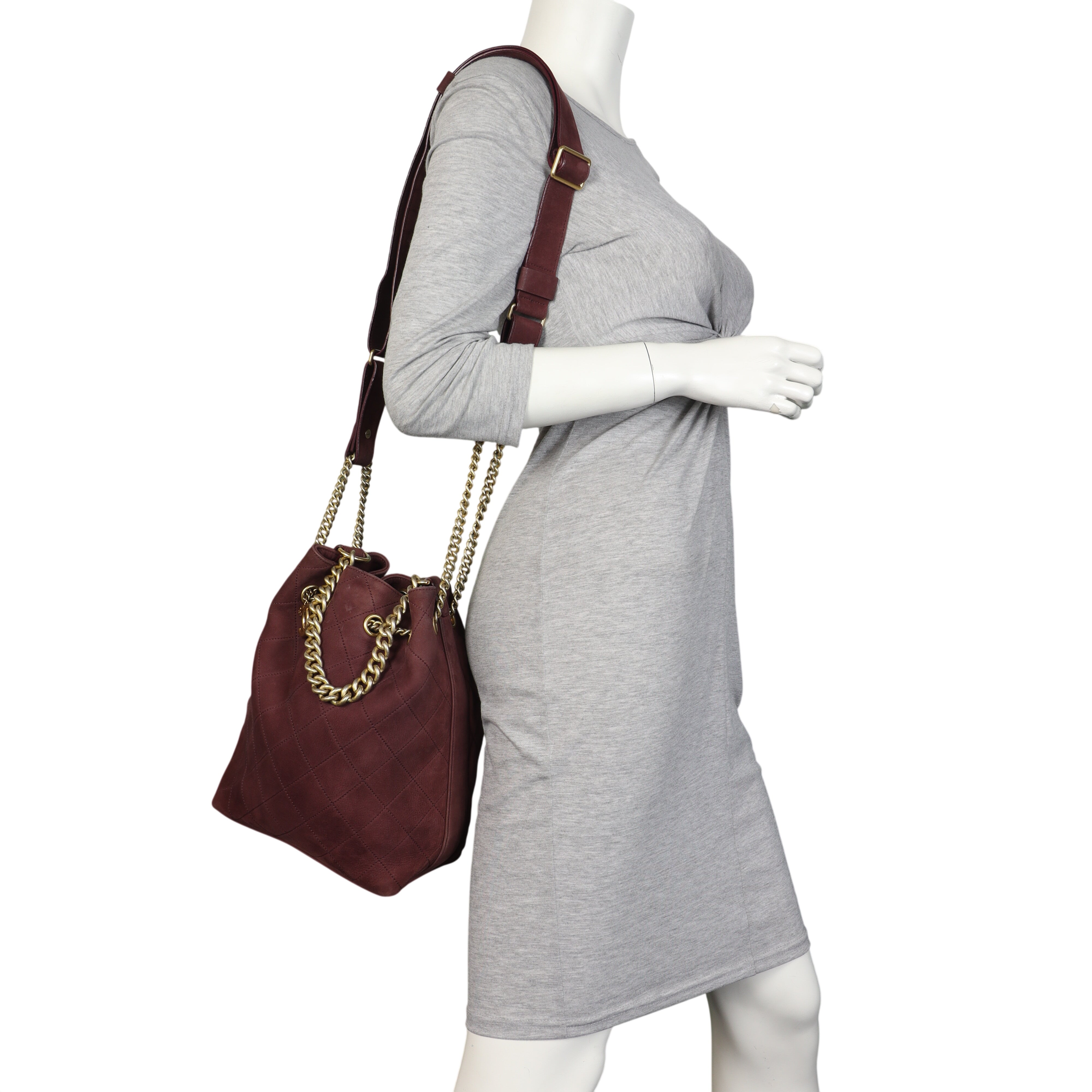 Chanel Paris-Rome On My Shoulder Bucket Bag Suede