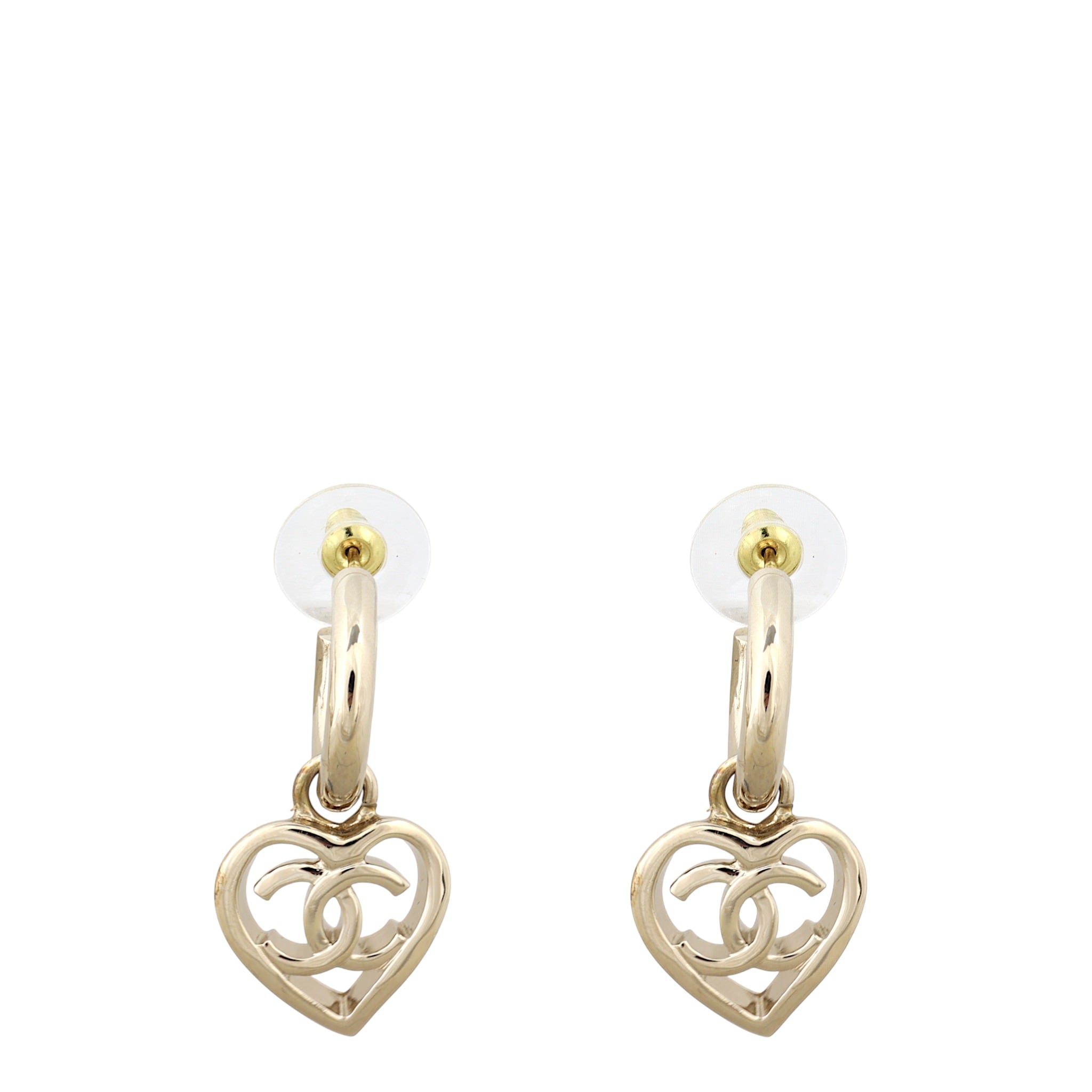 Chanel Interlocking CC Heart Earrings