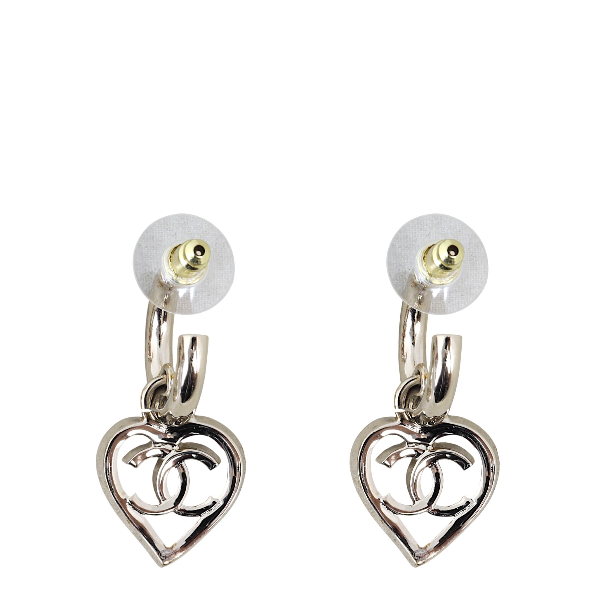 Chanel Interlocking CC Heart Earrings