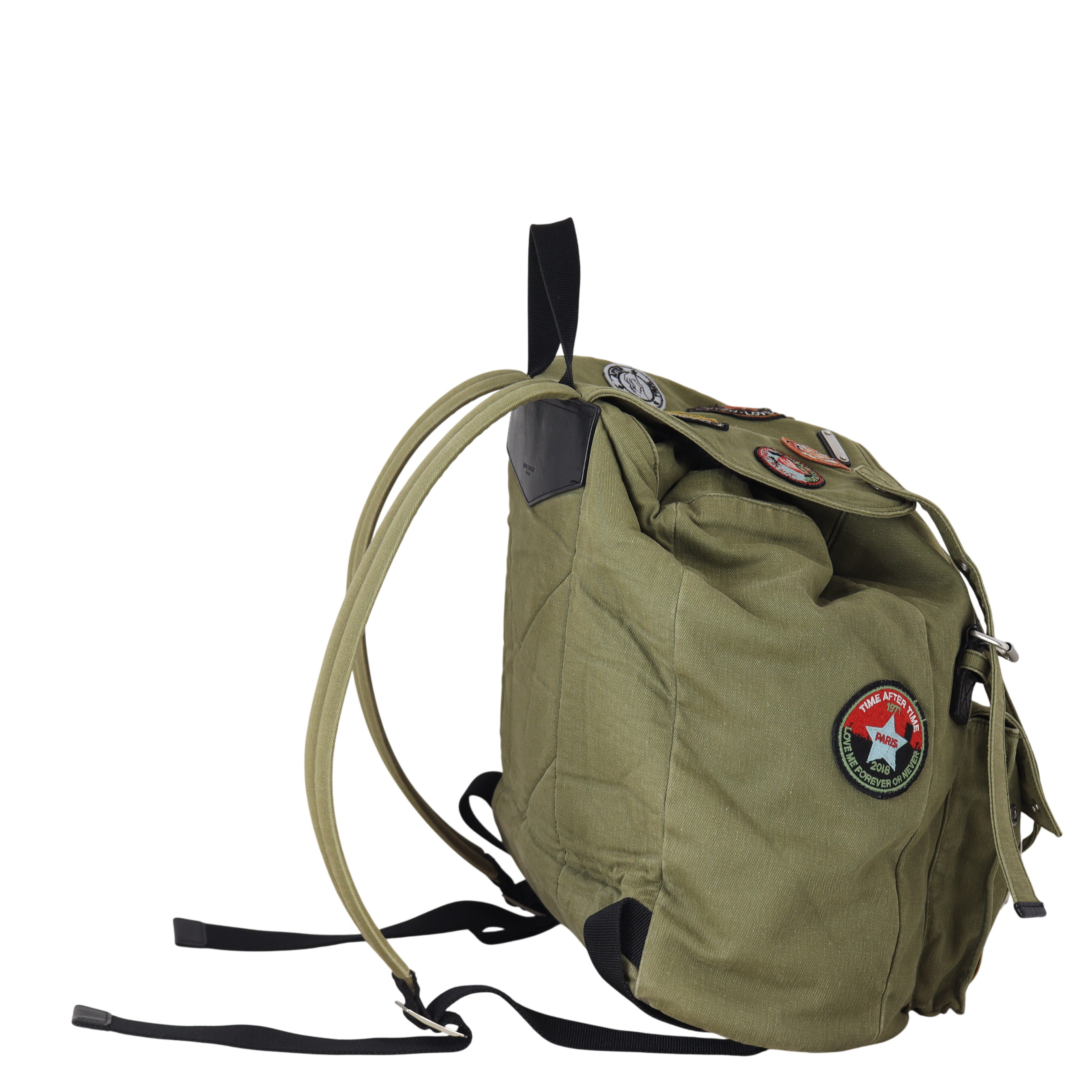 Saint Laurent Noe Canvas Multi Patch Backpack