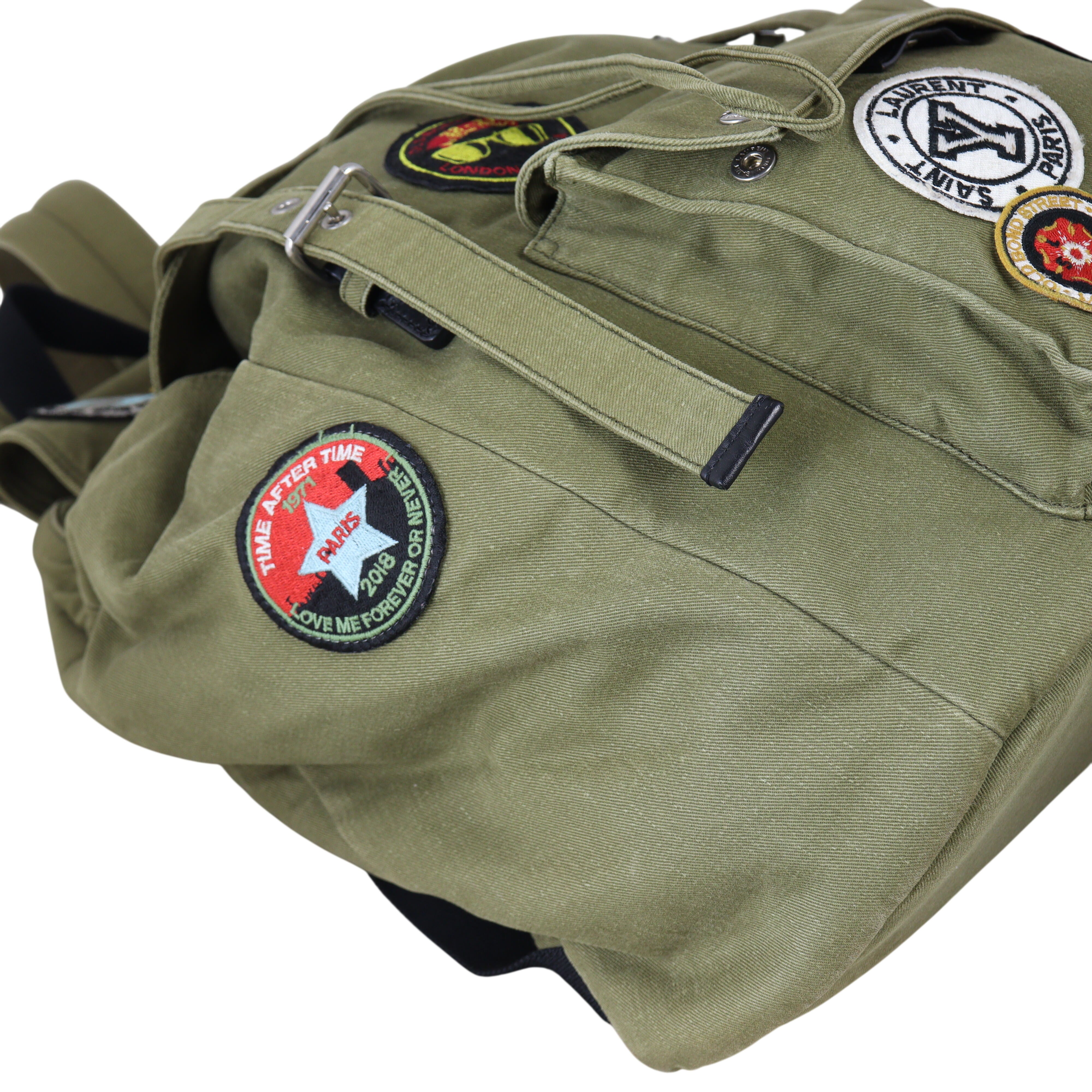 Saint Laurent Noe Canvas Multi Patch Backpack