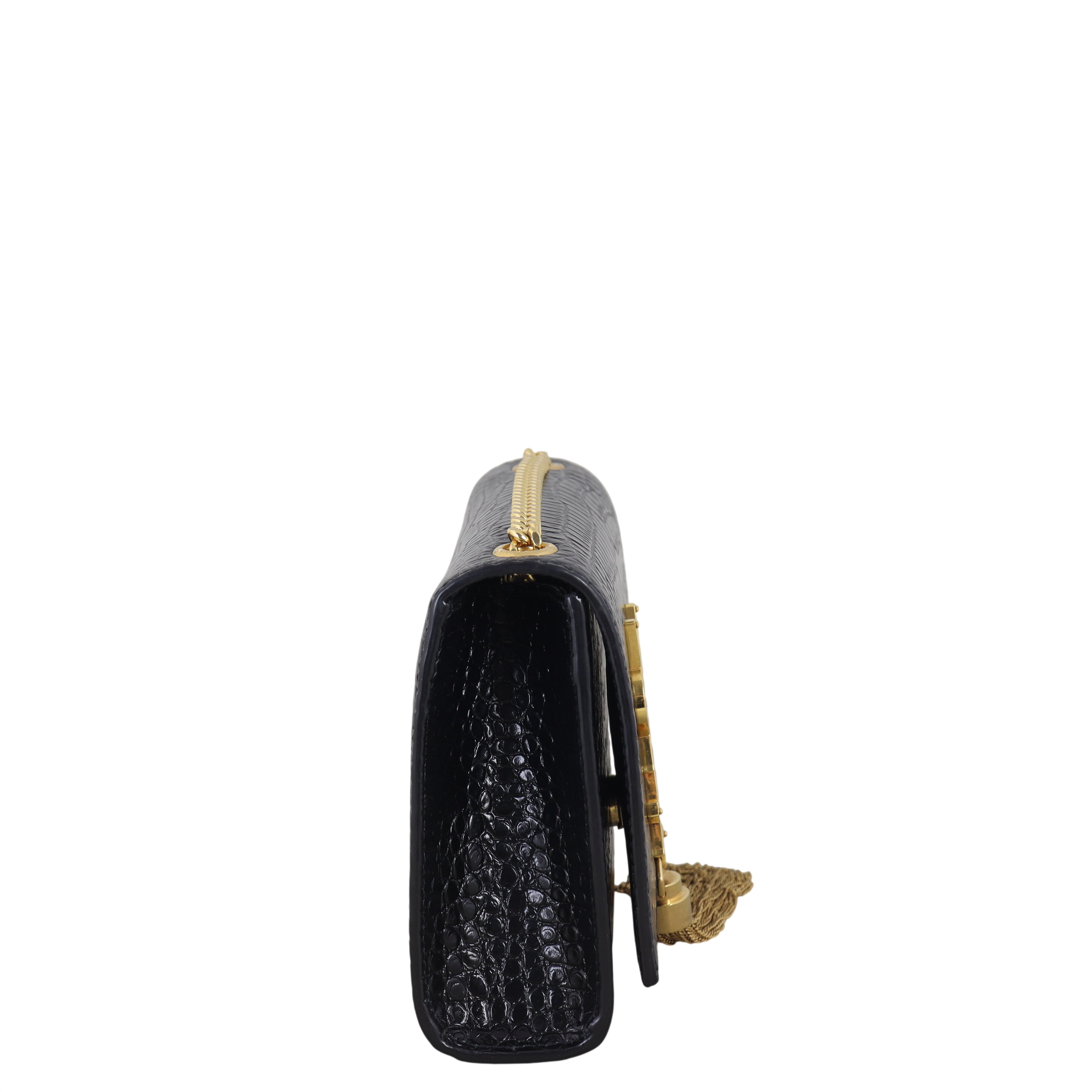 Saint Laurent Kate Tassel Chain Bag Small Croc-Embossed