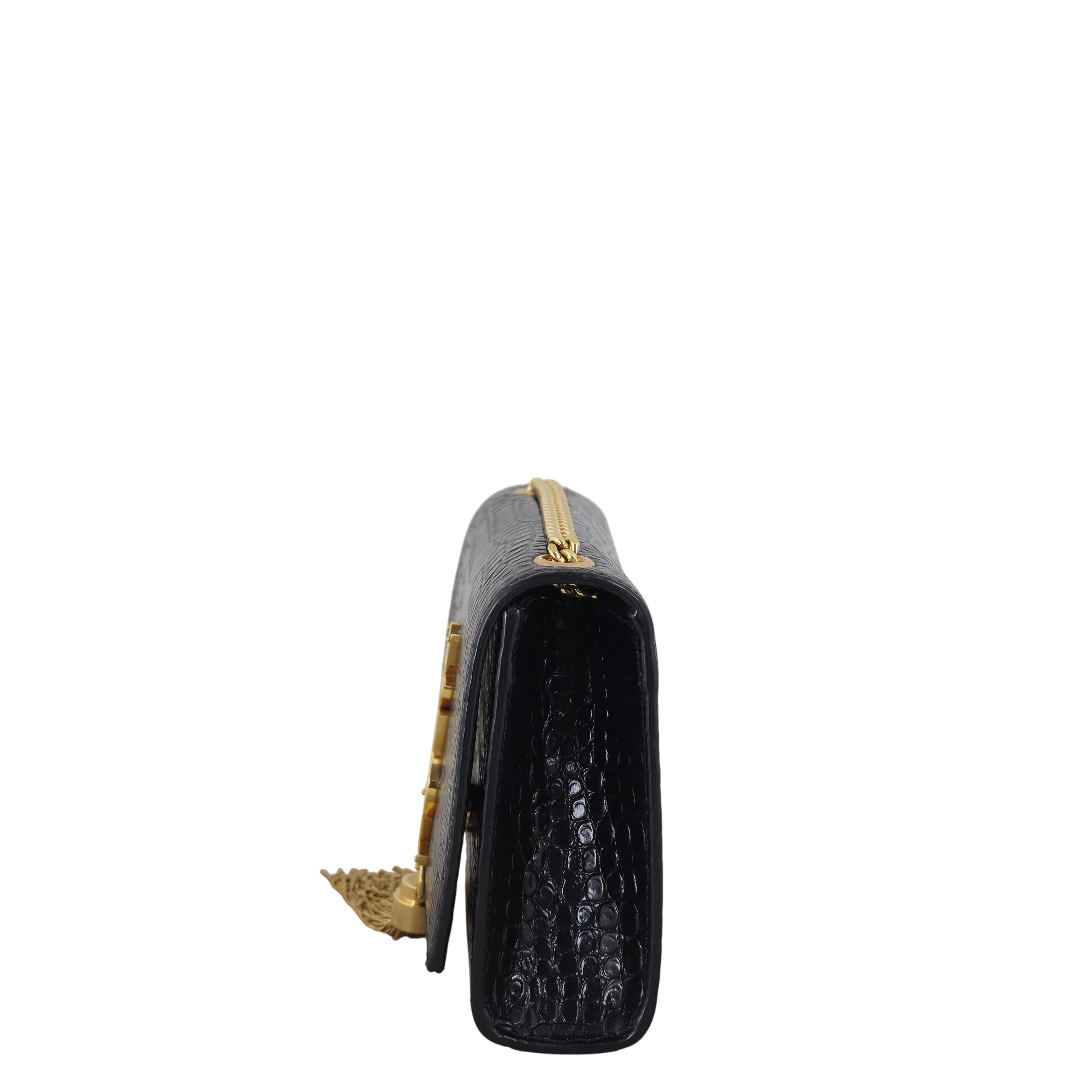 Saint Laurent Kate Tassel Chain Bag Small Croc-Embossed