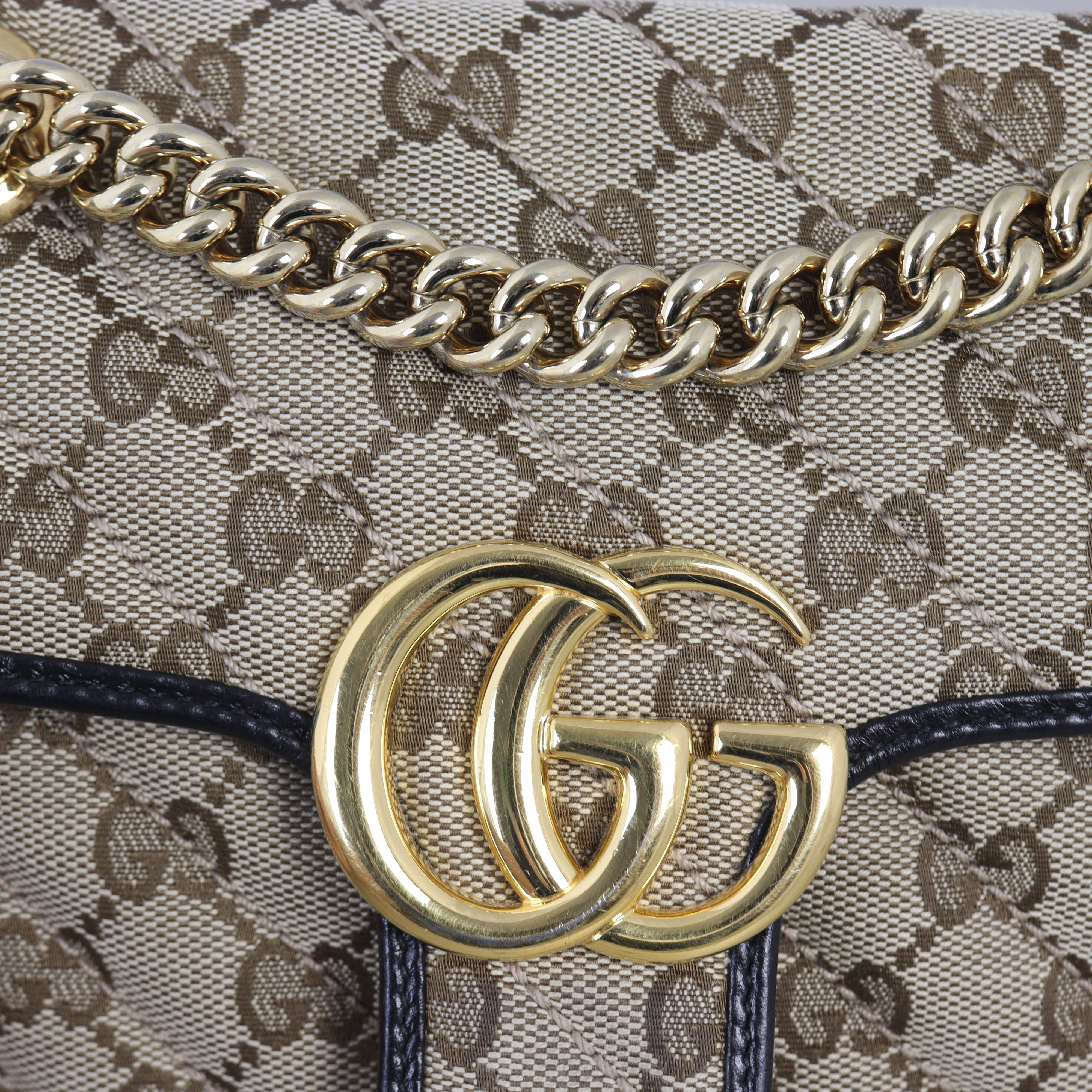 Gucci GG Canvas Marmont Diagonal Small Shoulder Bag