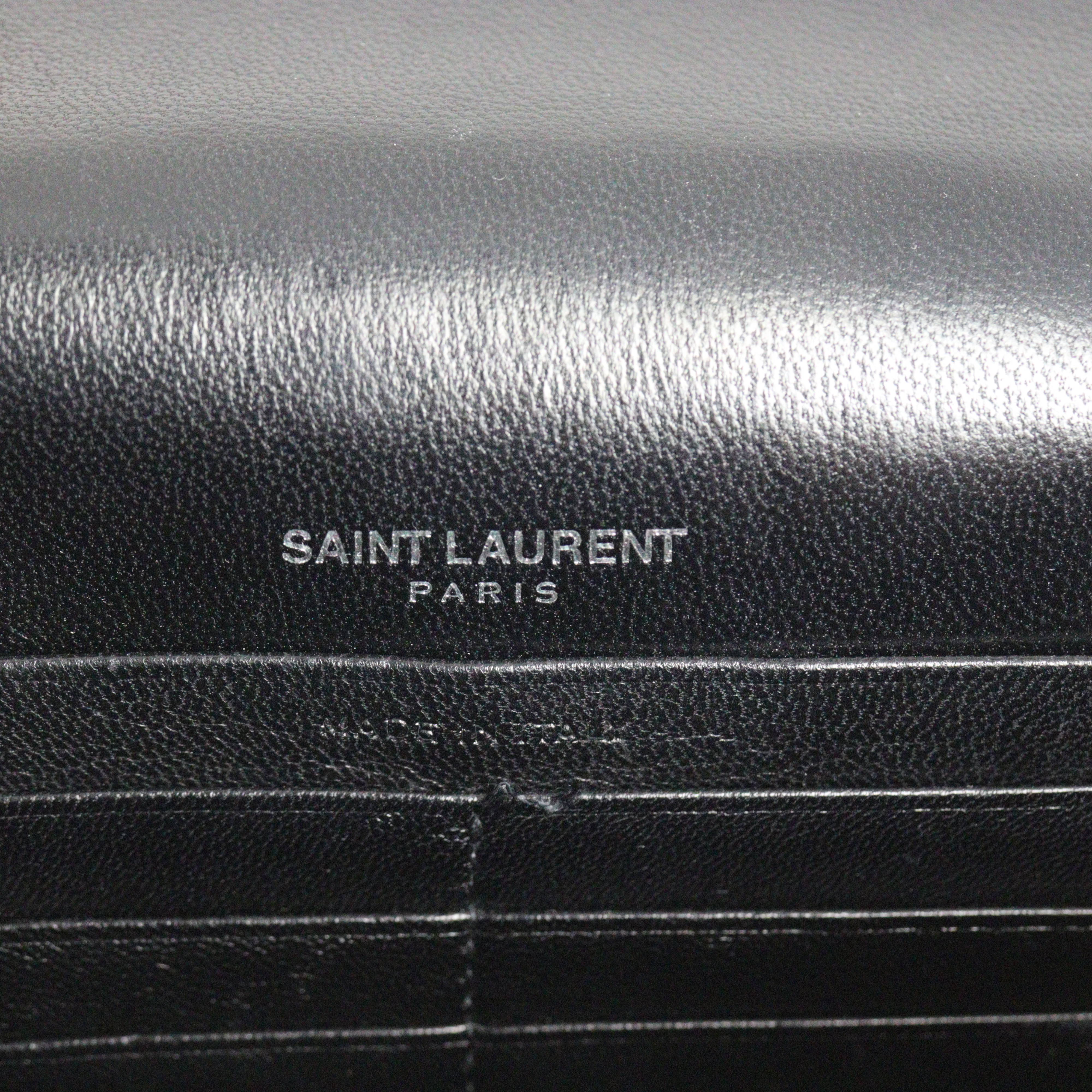 Saint Laurent Kate Tassel Chain Wallet Croc-Embossed