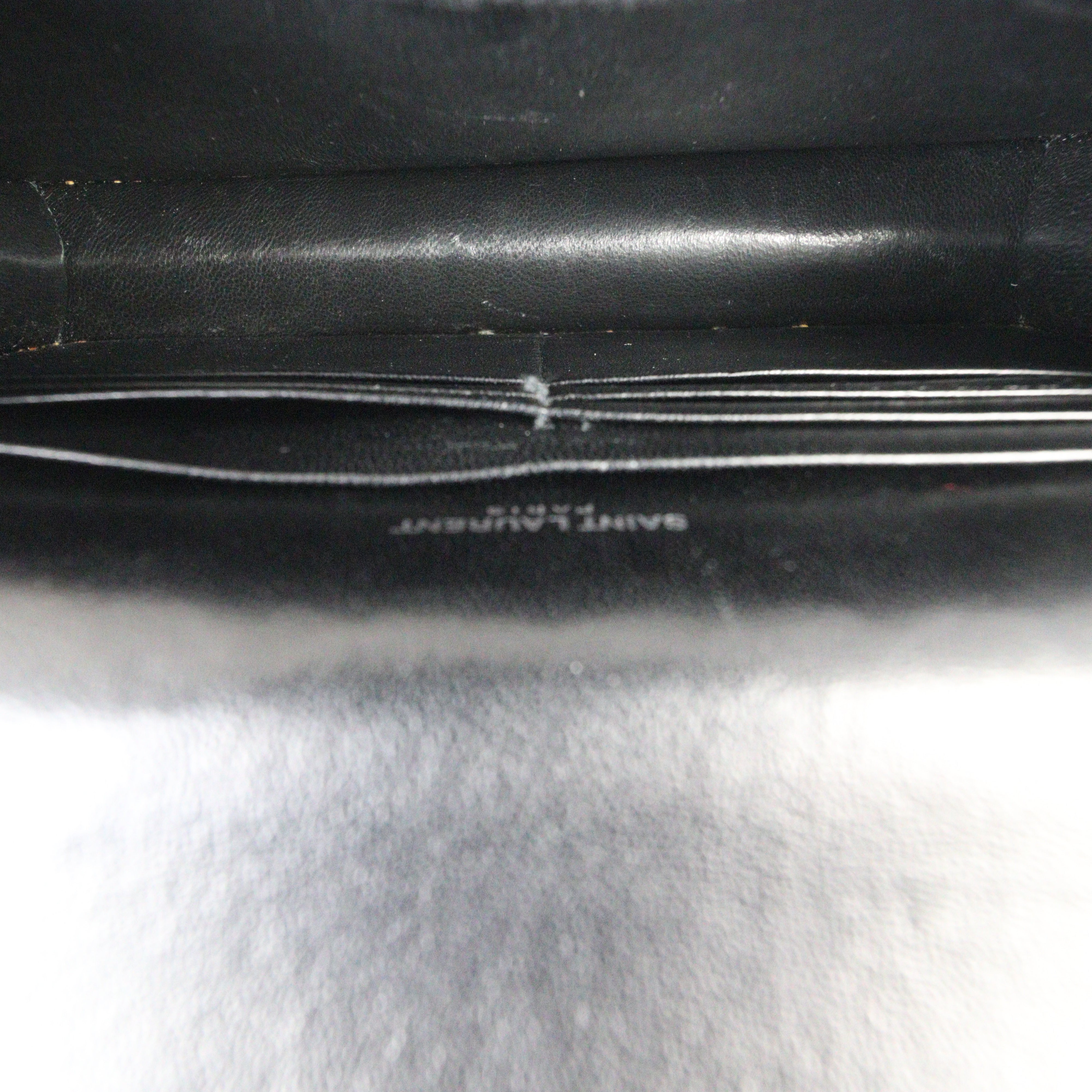 Saint Laurent Kate Tassel Chain Wallet Croc-Embossed