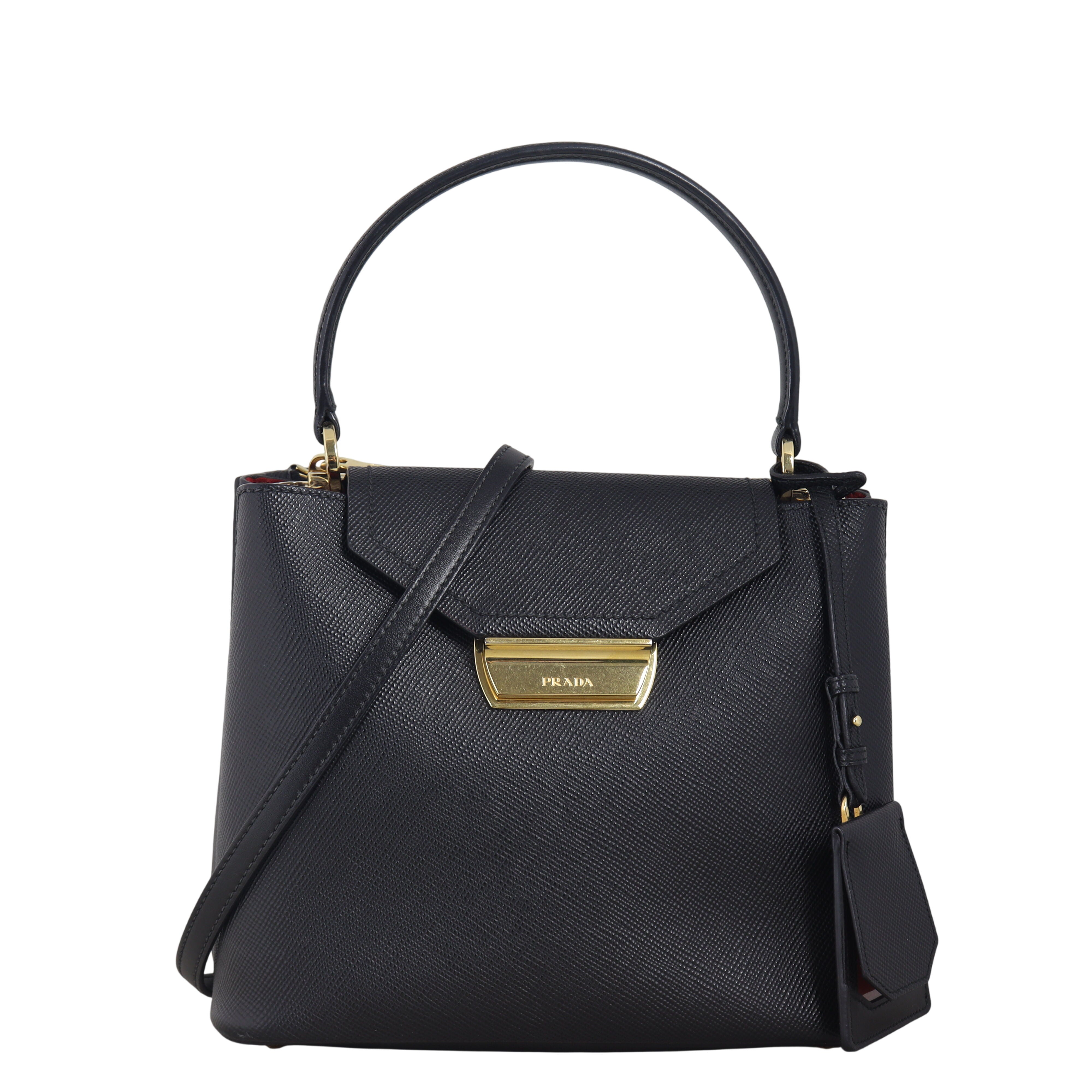 Prada Saffiano Cuir Ingrid Top Handle Bag