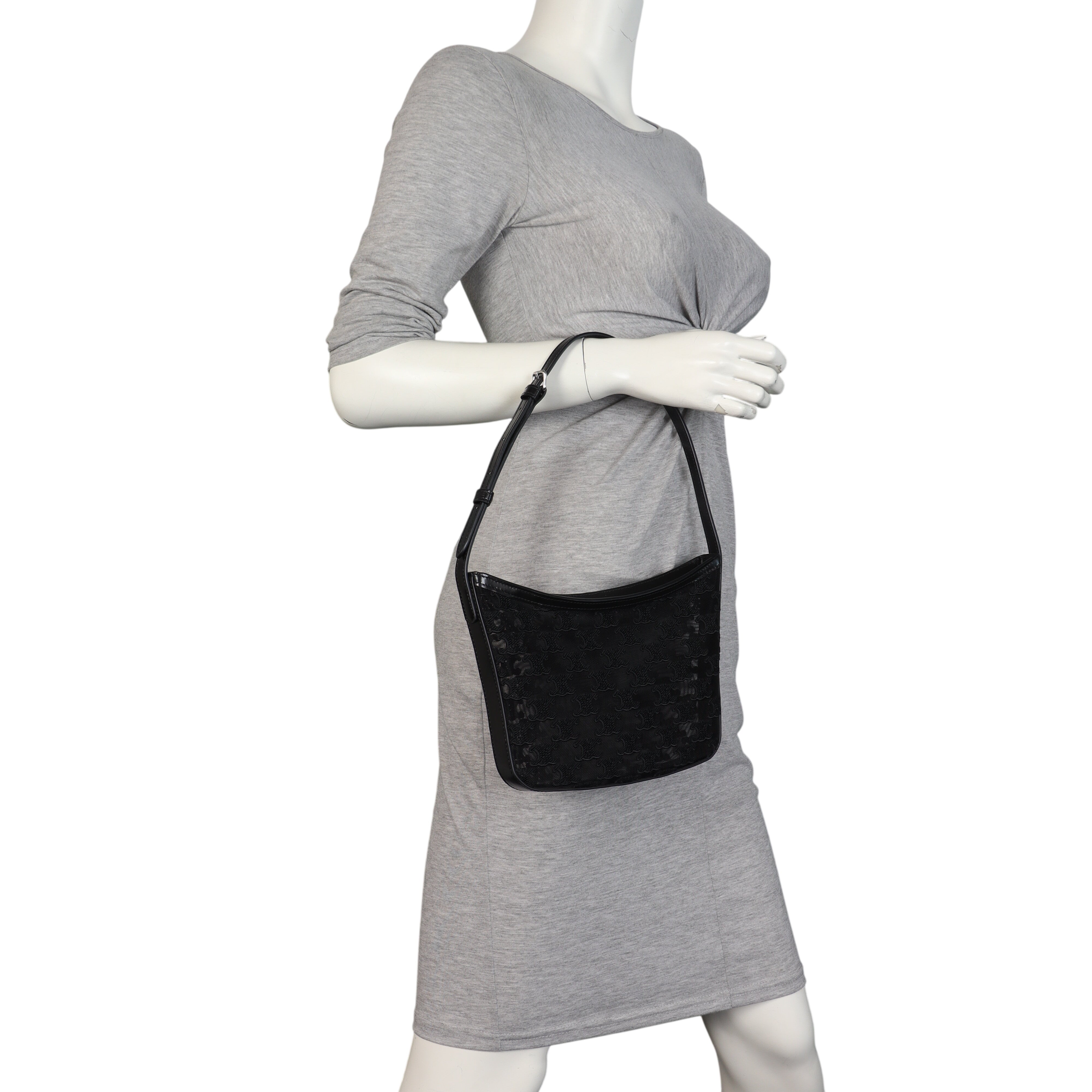 Celine Croque Medium Tulle Leather Hobo