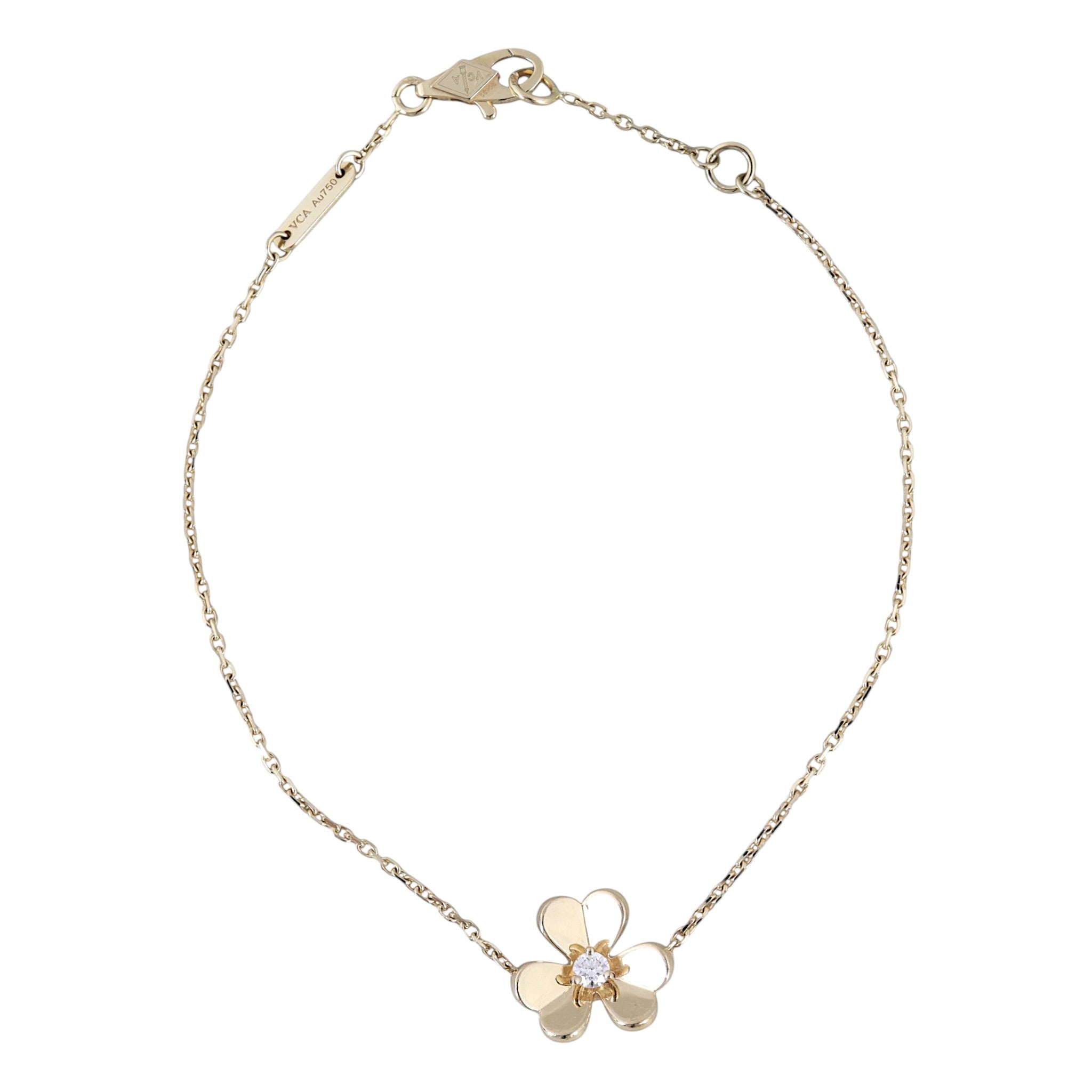 Van Cleef & Arpels Frivole Diamond 18k Yellow Gold Chain Bracelet Mini