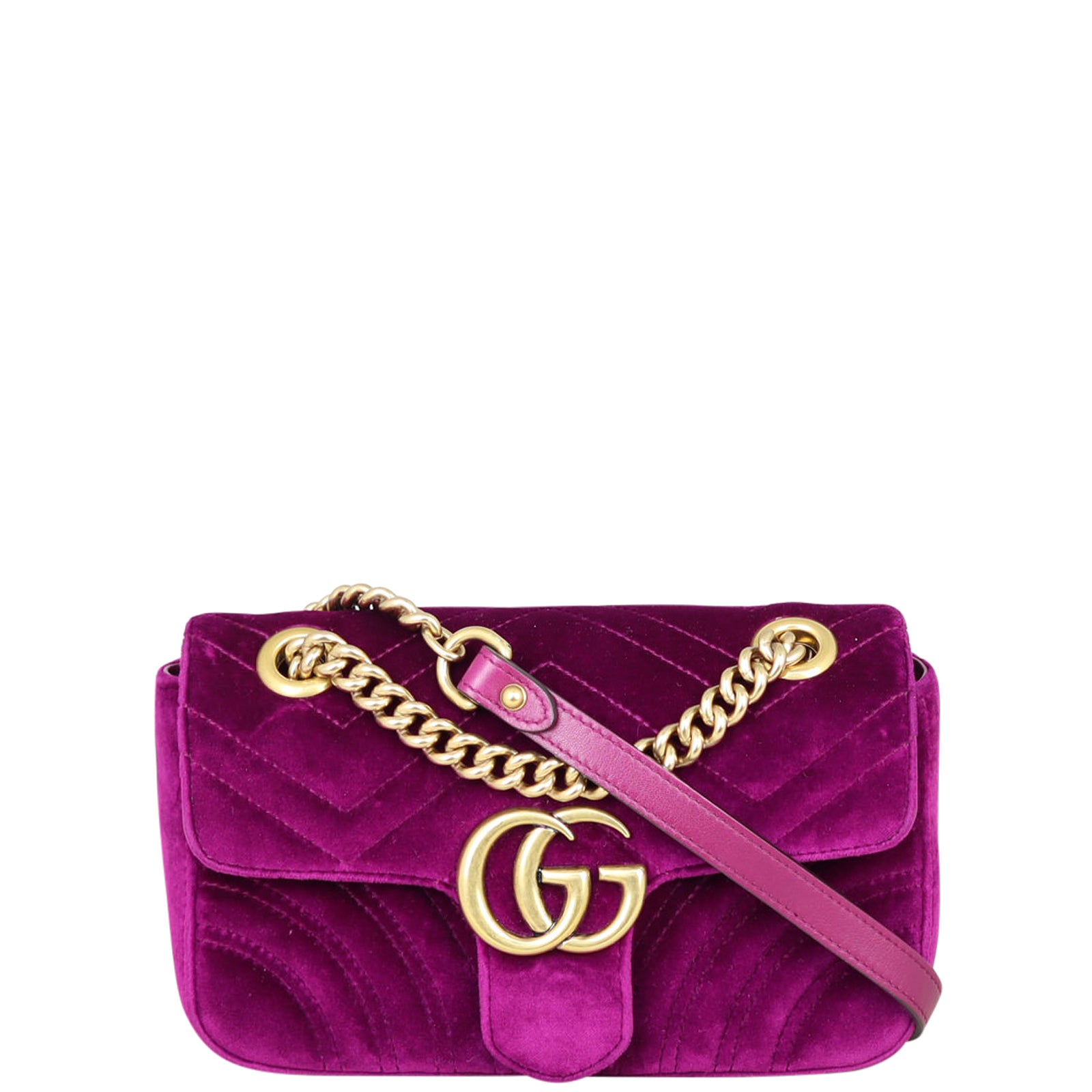 Gucci GG Marmont Velvet Mini Shoulder Bag Front
