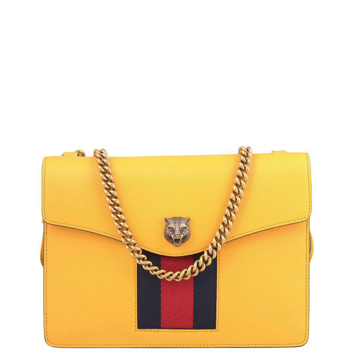 Gucci Animalier Web Leather Chain Shoulder Bag Front
