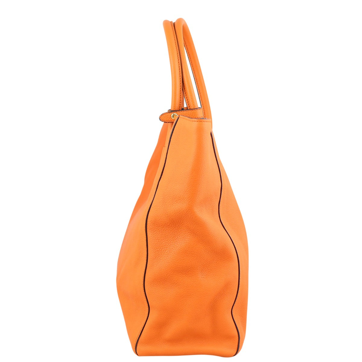 Prada Vitello Grain Shopping Tote (orange) Side
