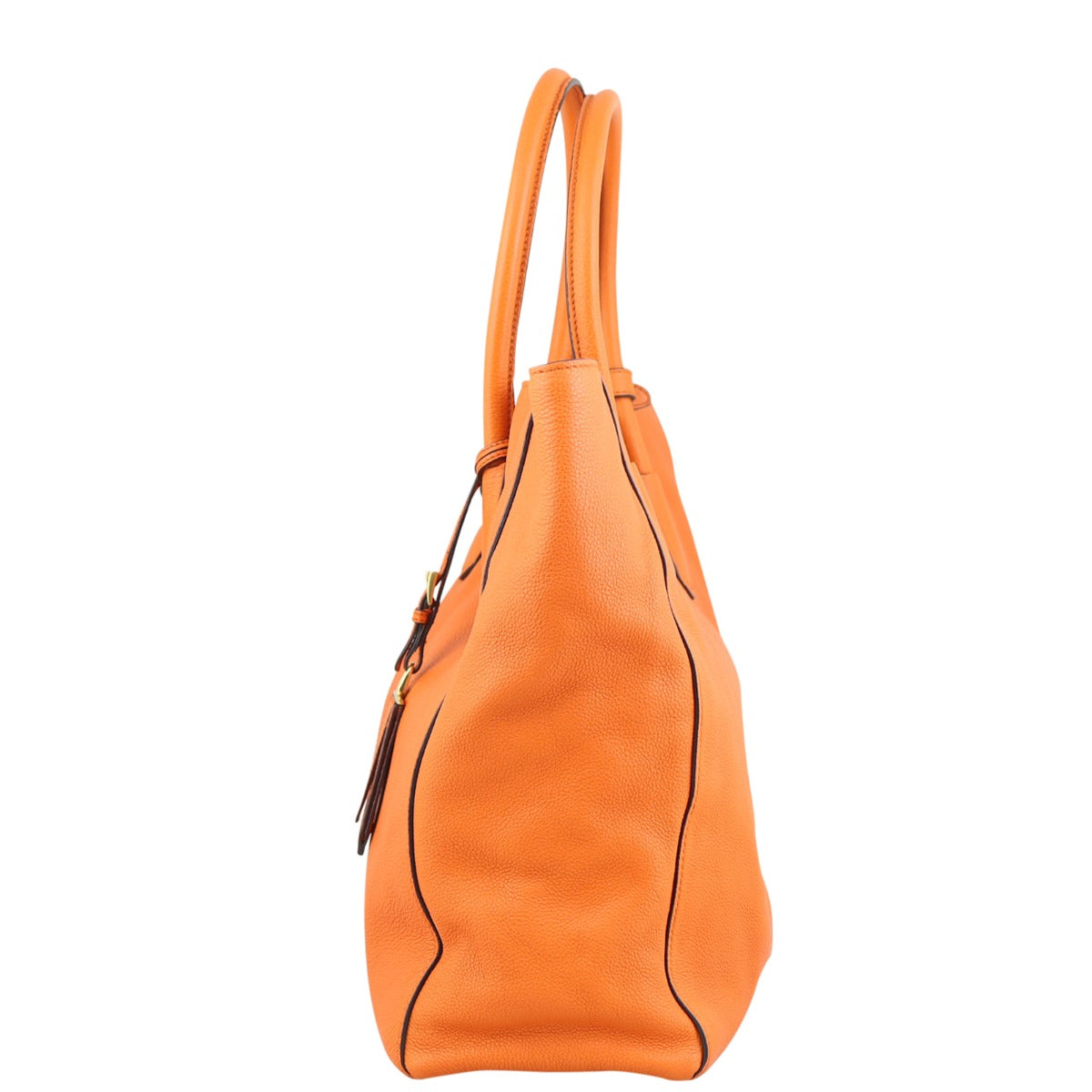 Prada Vitello Grain Shopping Tote (orange) Side
