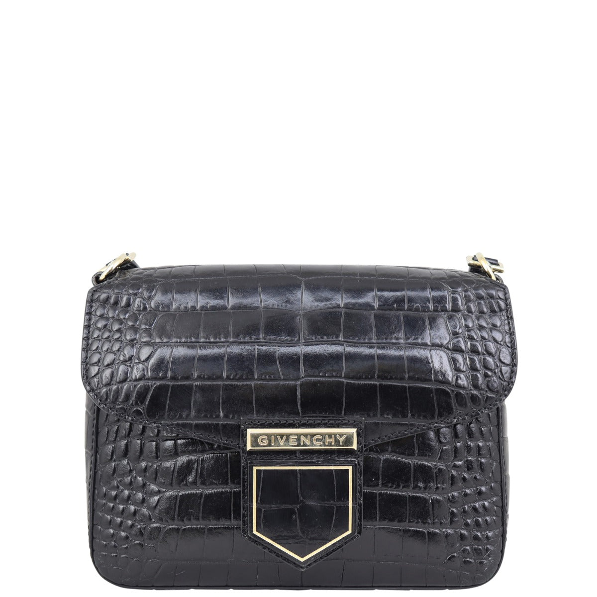 Givenchy Croc-Embossed Nobile Crossbody Front
