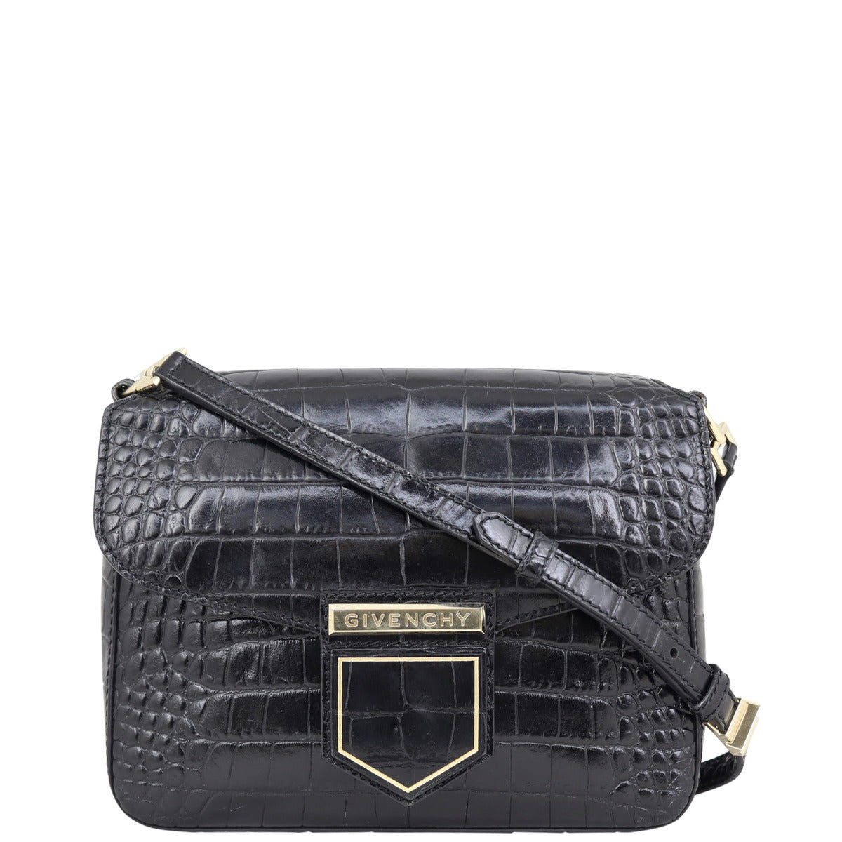 Givenchy Croc-Embossed Nobile Crossbody Front

