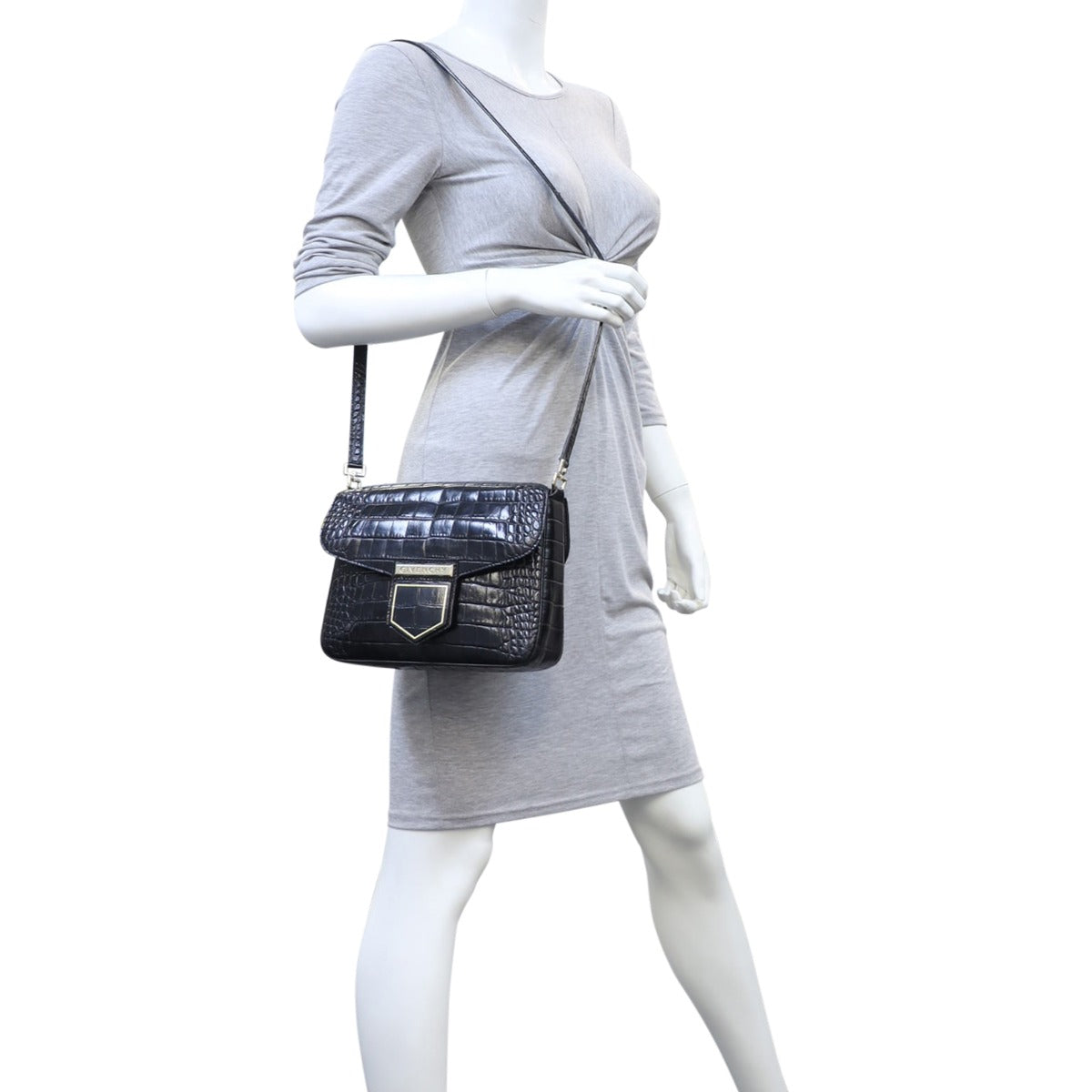 Givenchy Croc-Embossed Nobile Crossbody Mannequin
