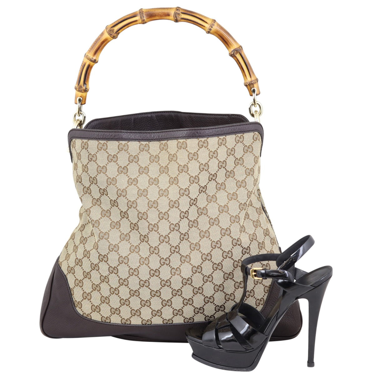 Gucci GG Canvas Diana Bamboo Shoulder Bag Shoe

