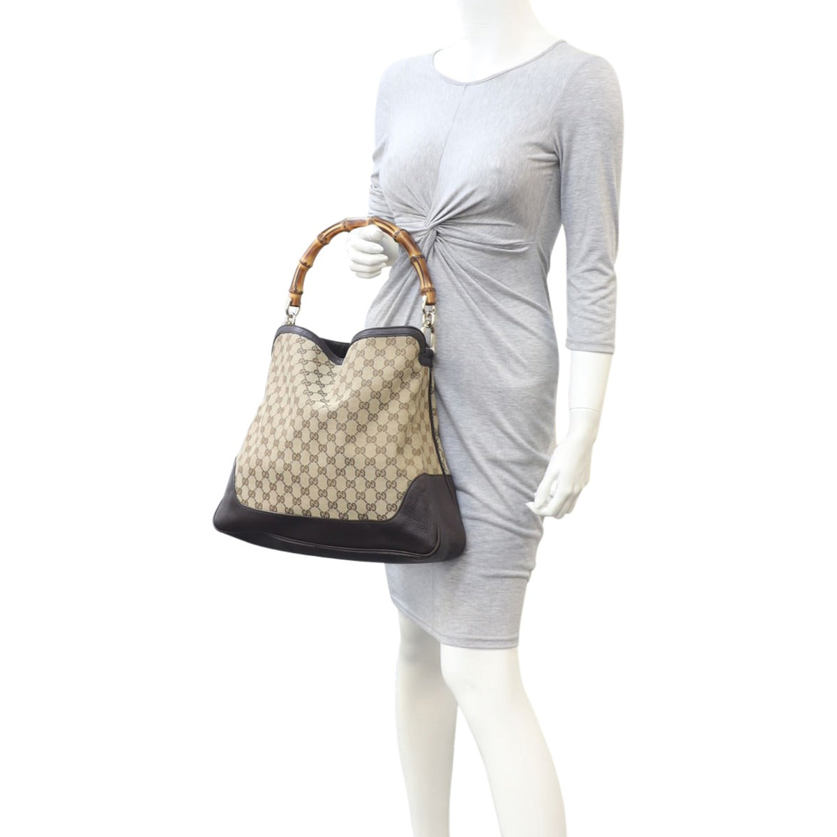 Gucci GG Canvas Diana Bamboo Shoulder Bag Mannequin

