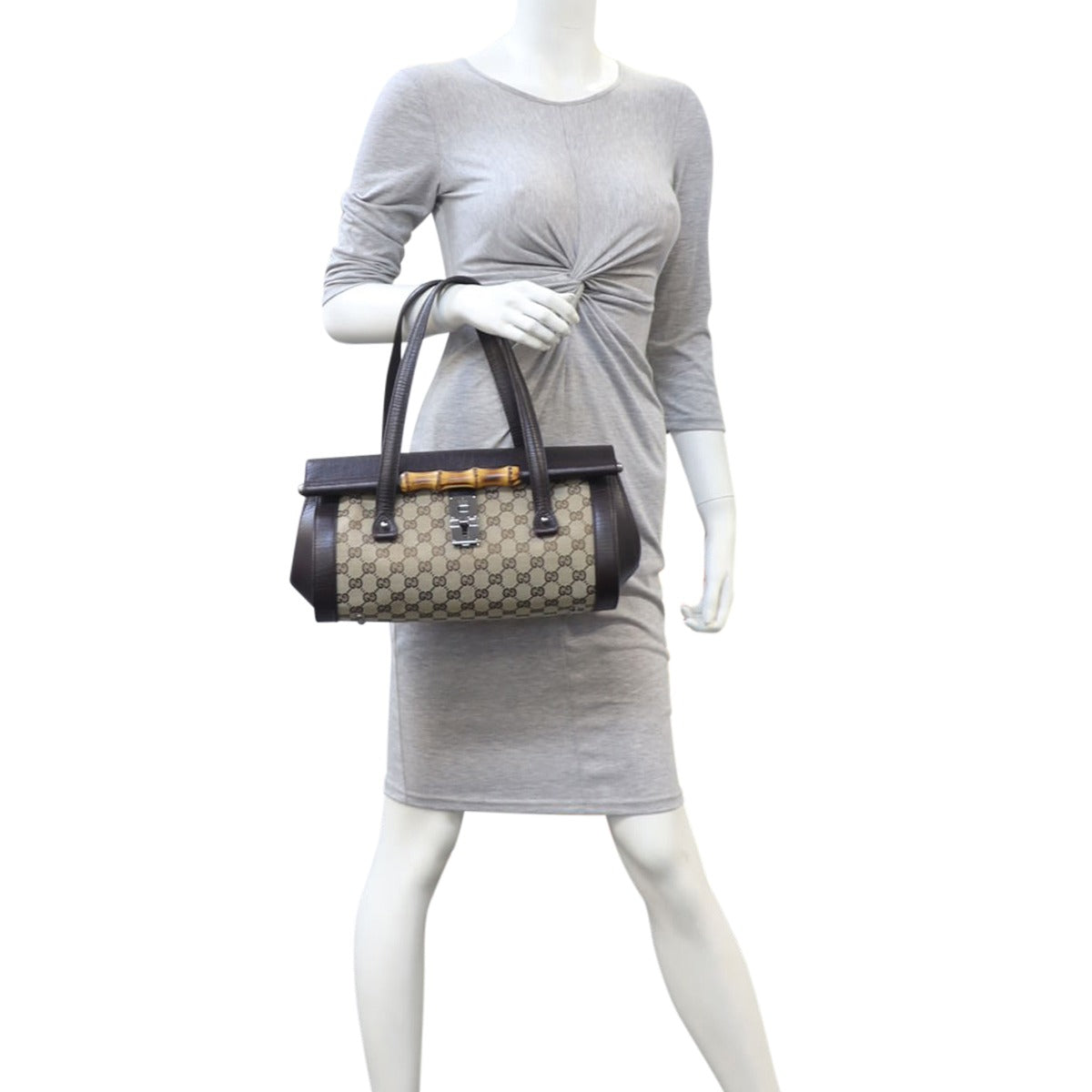 Gucci GG Canvas Bamboo Bullet Bag Mannequin
