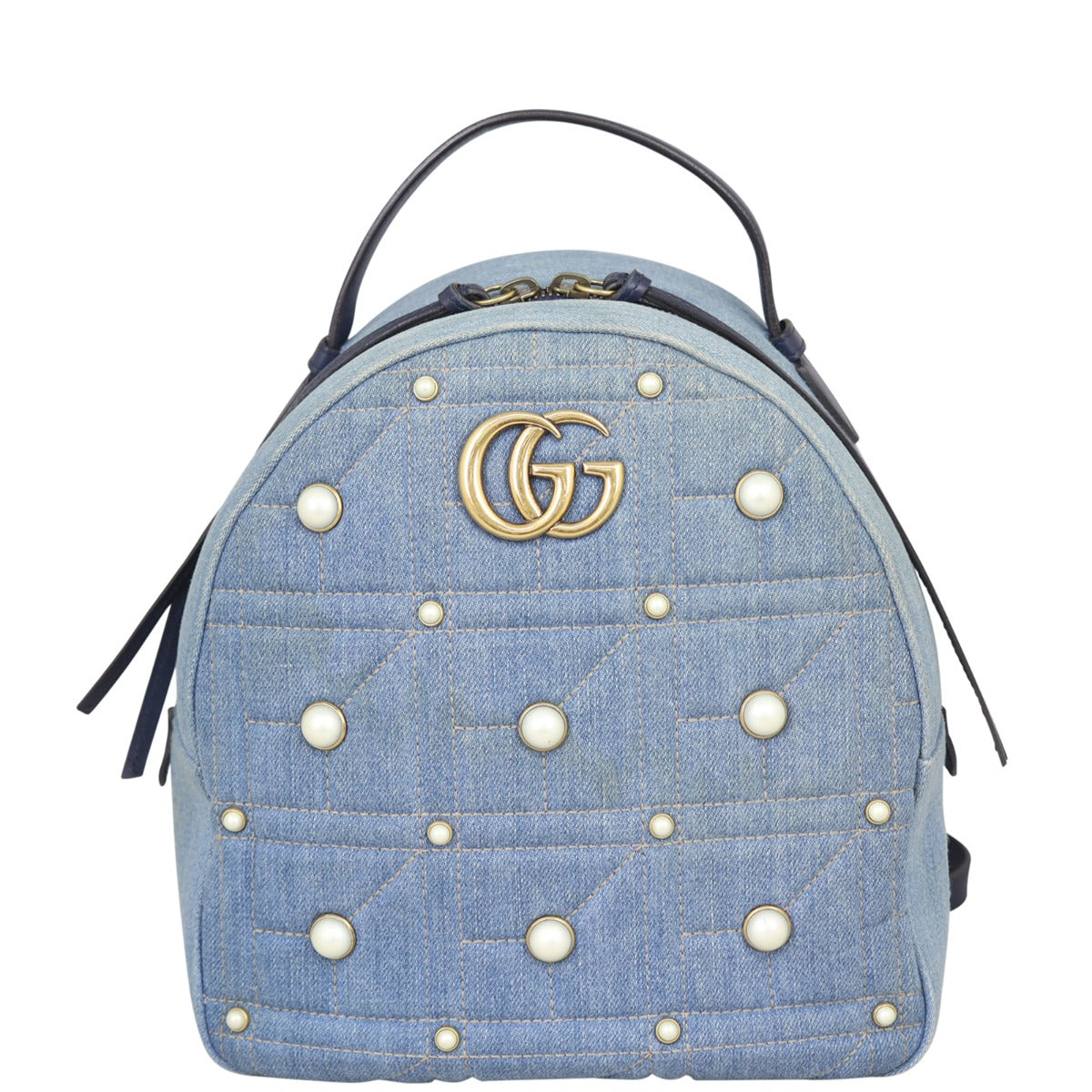 Gucci GG Marmont Denim Backpack Front
