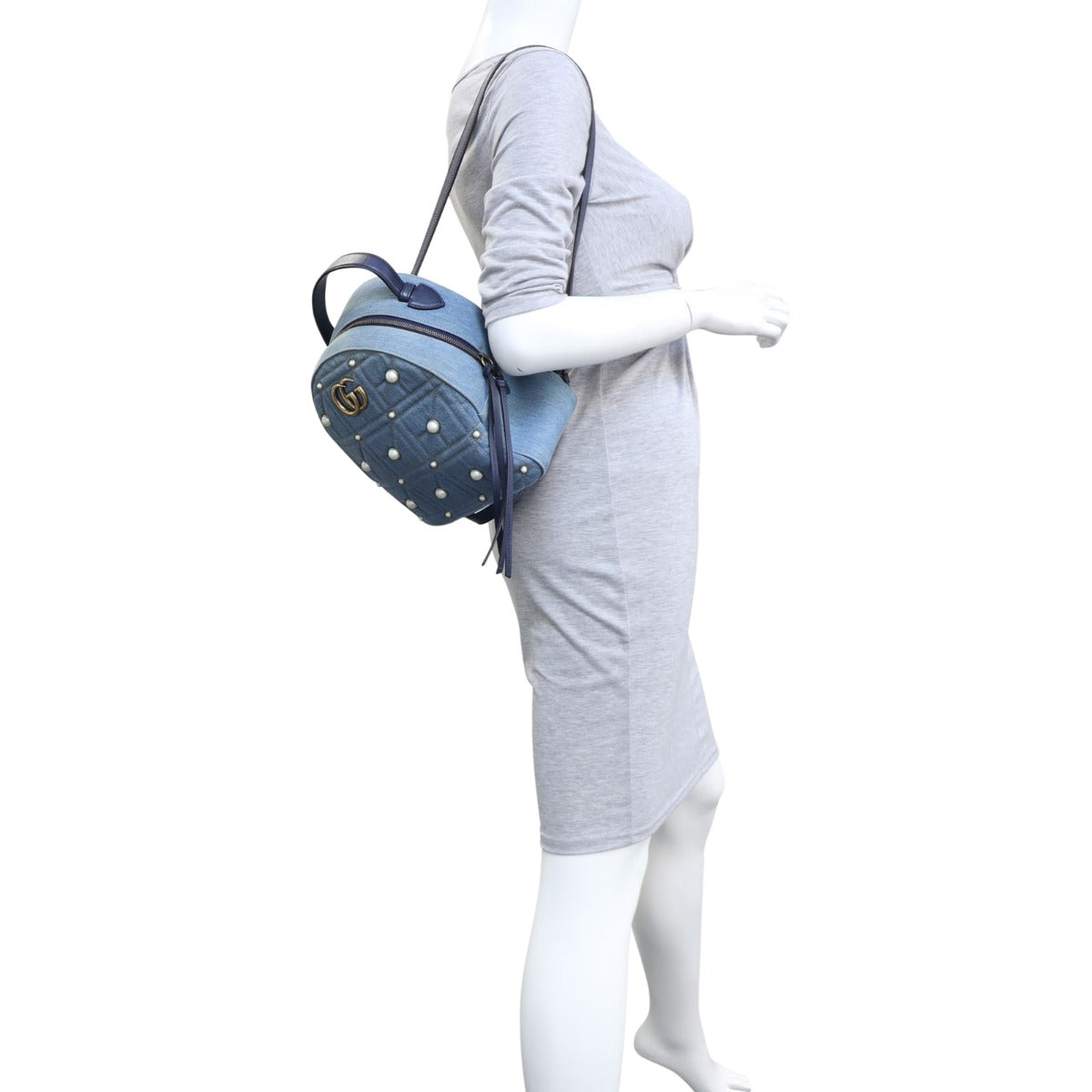 Gucci GG Marmont Denim Backpack Mannequin
