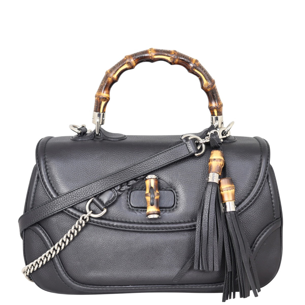 Gucci New Bamboo Top Handle Bag Large Front
