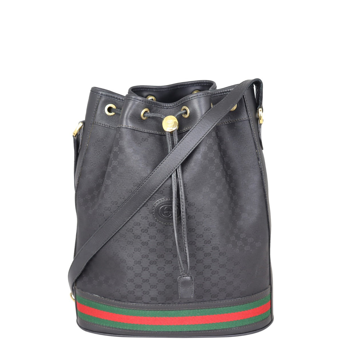 Gucci Micro GG Web Small Bucket Bag Front
