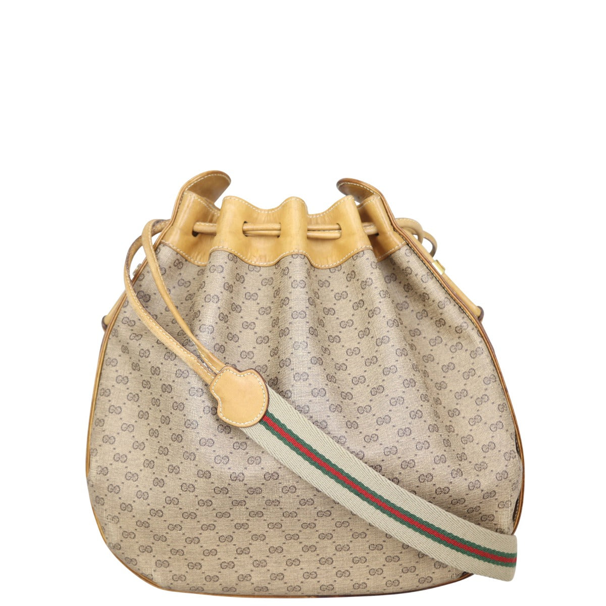 Gucci Micro GG Drawstring Bucket Bag Front
