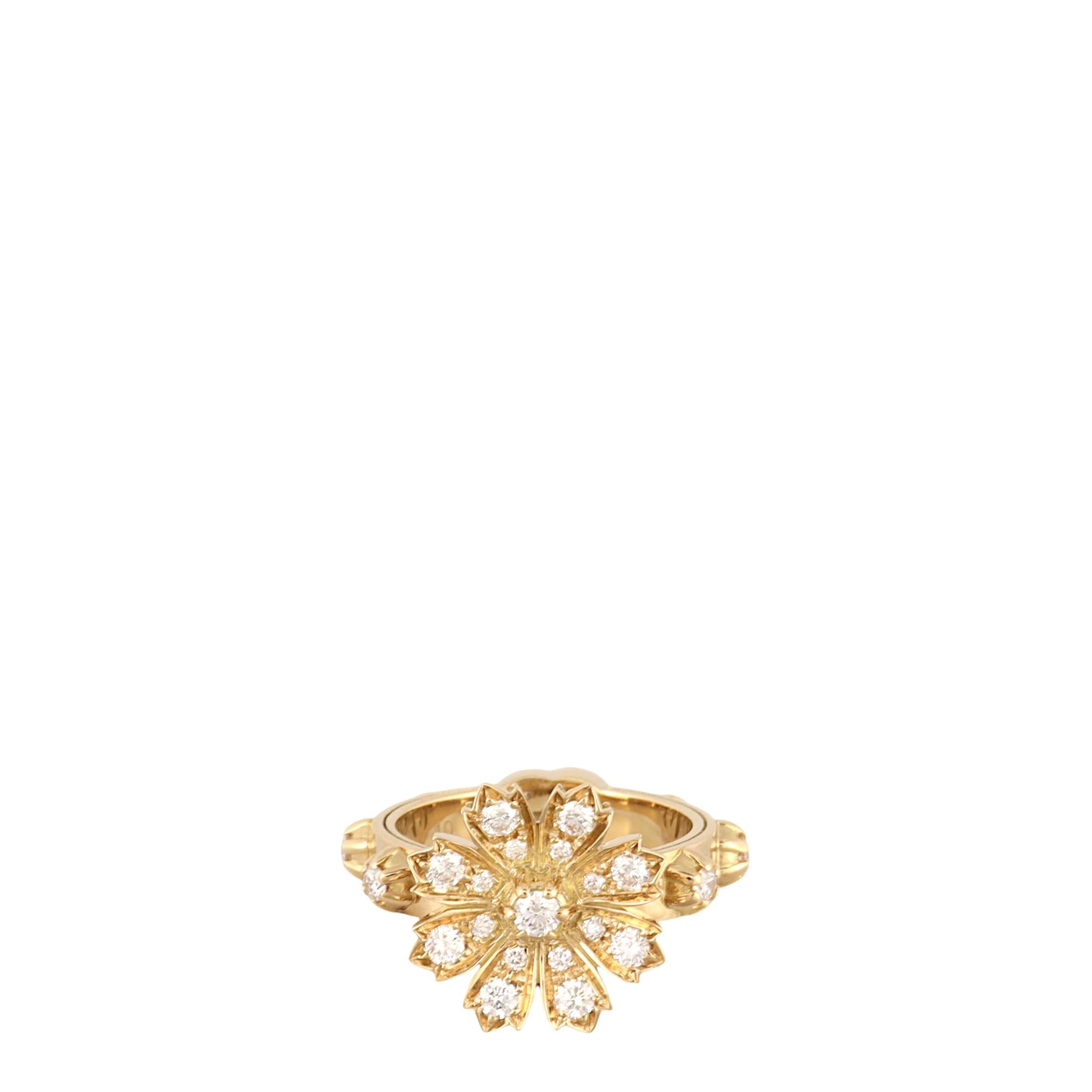 Gucci Flora Diamond 18k Yellow Gold Cocktail Ring