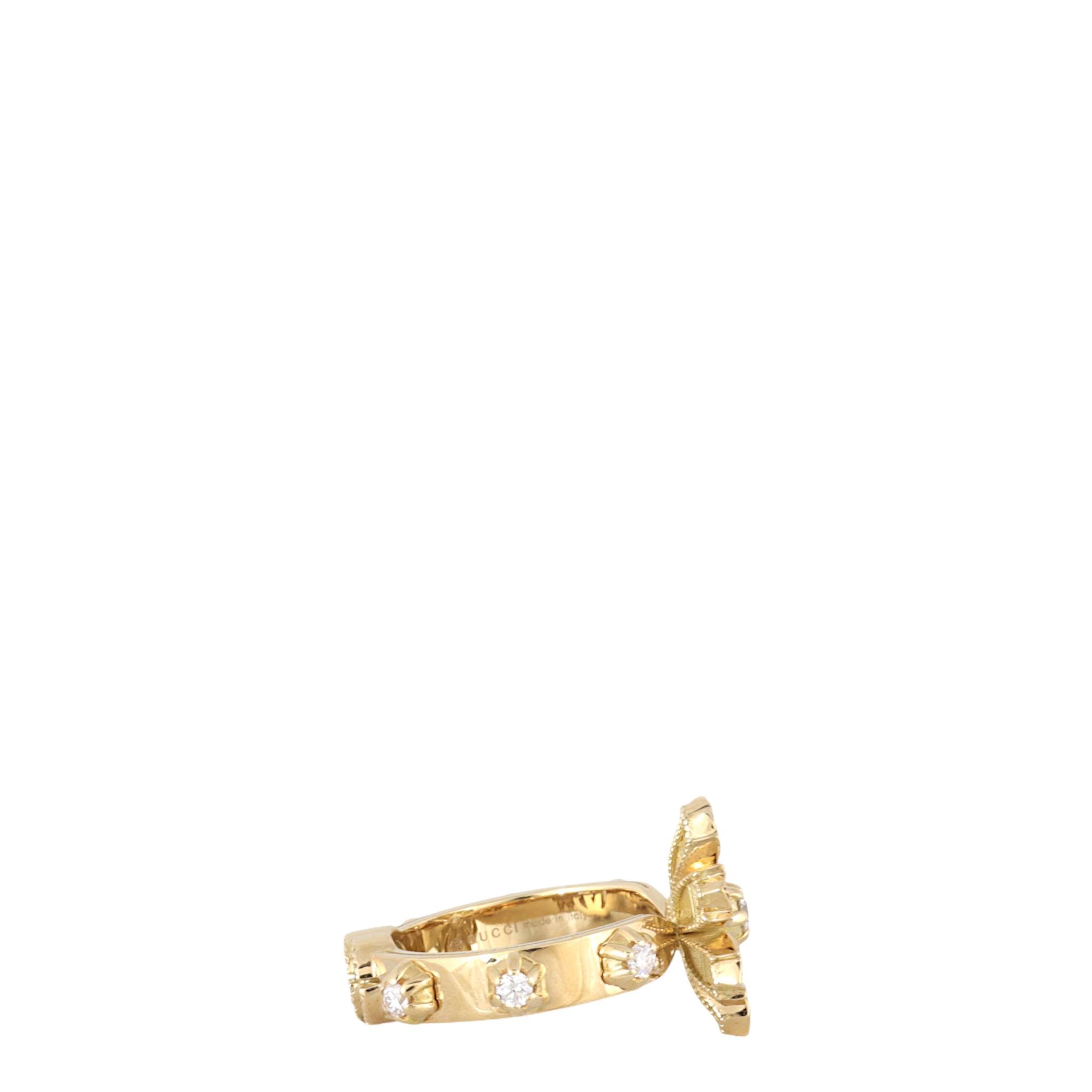 Gucci Flora Diamond 18k Yellow Gold Cocktail Ring