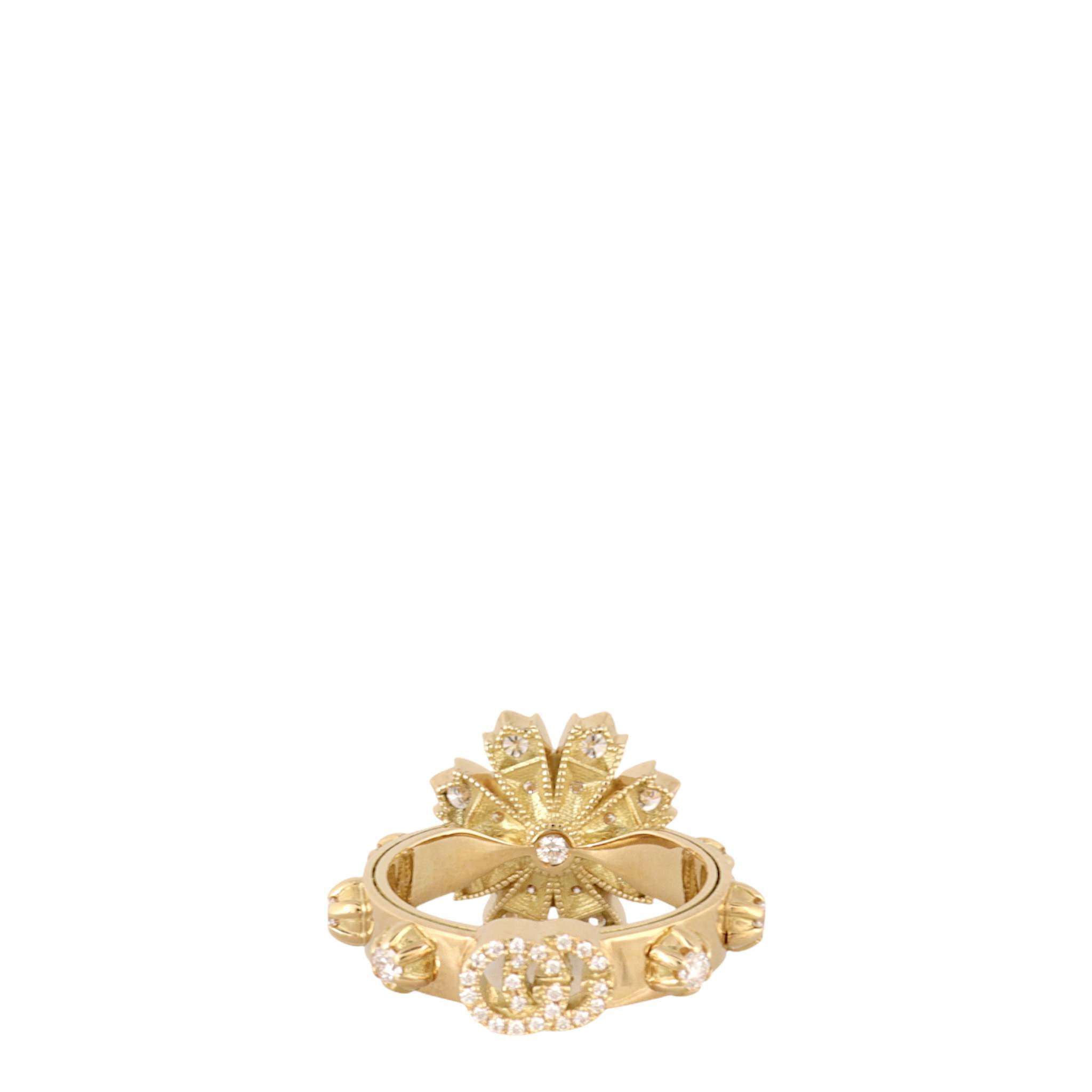 Gucci Flora Diamond 18k Yellow Gold Cocktail Ring