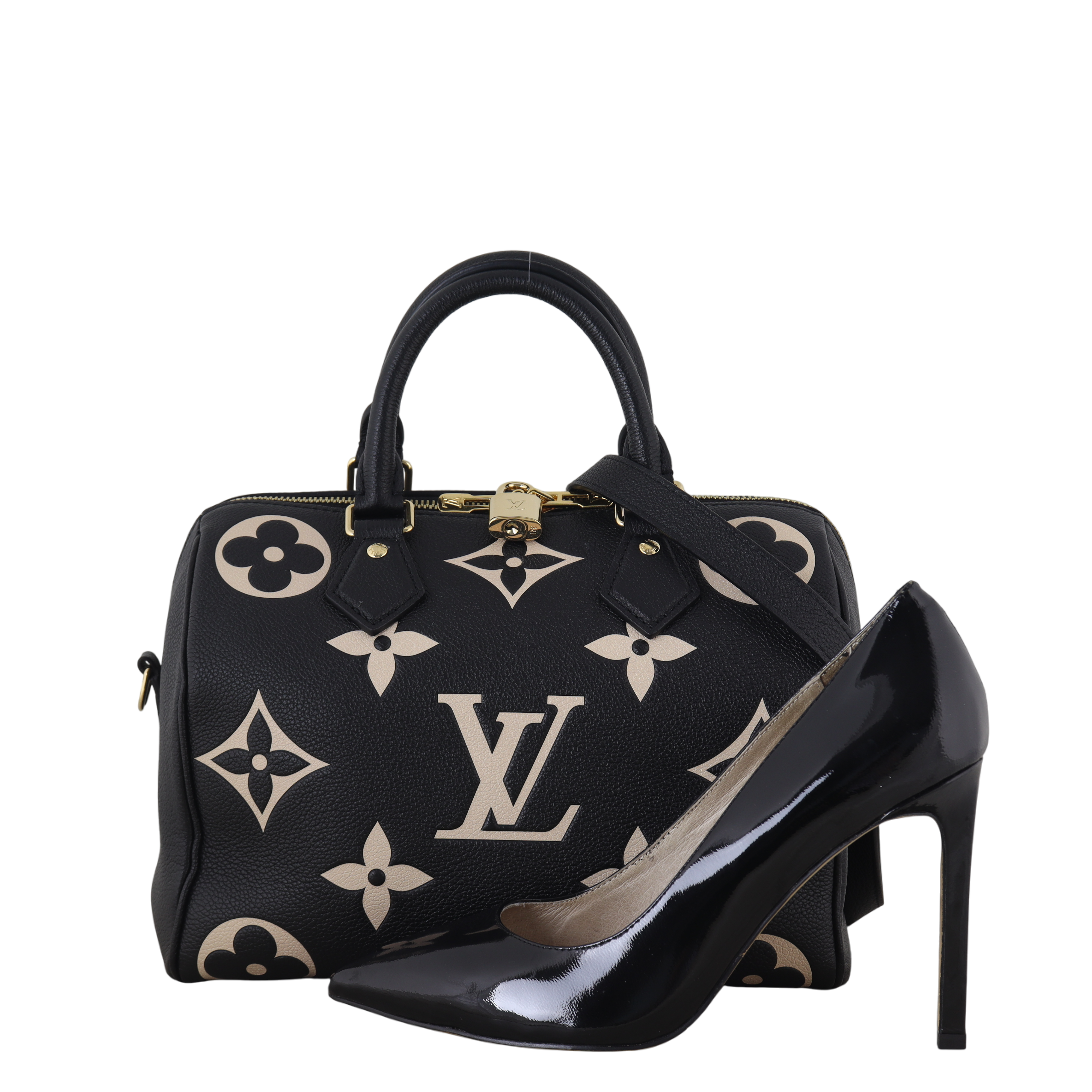Louis Vuitton Speedy 25 Bandouliere Monogram Empreinte Giant Bicolour