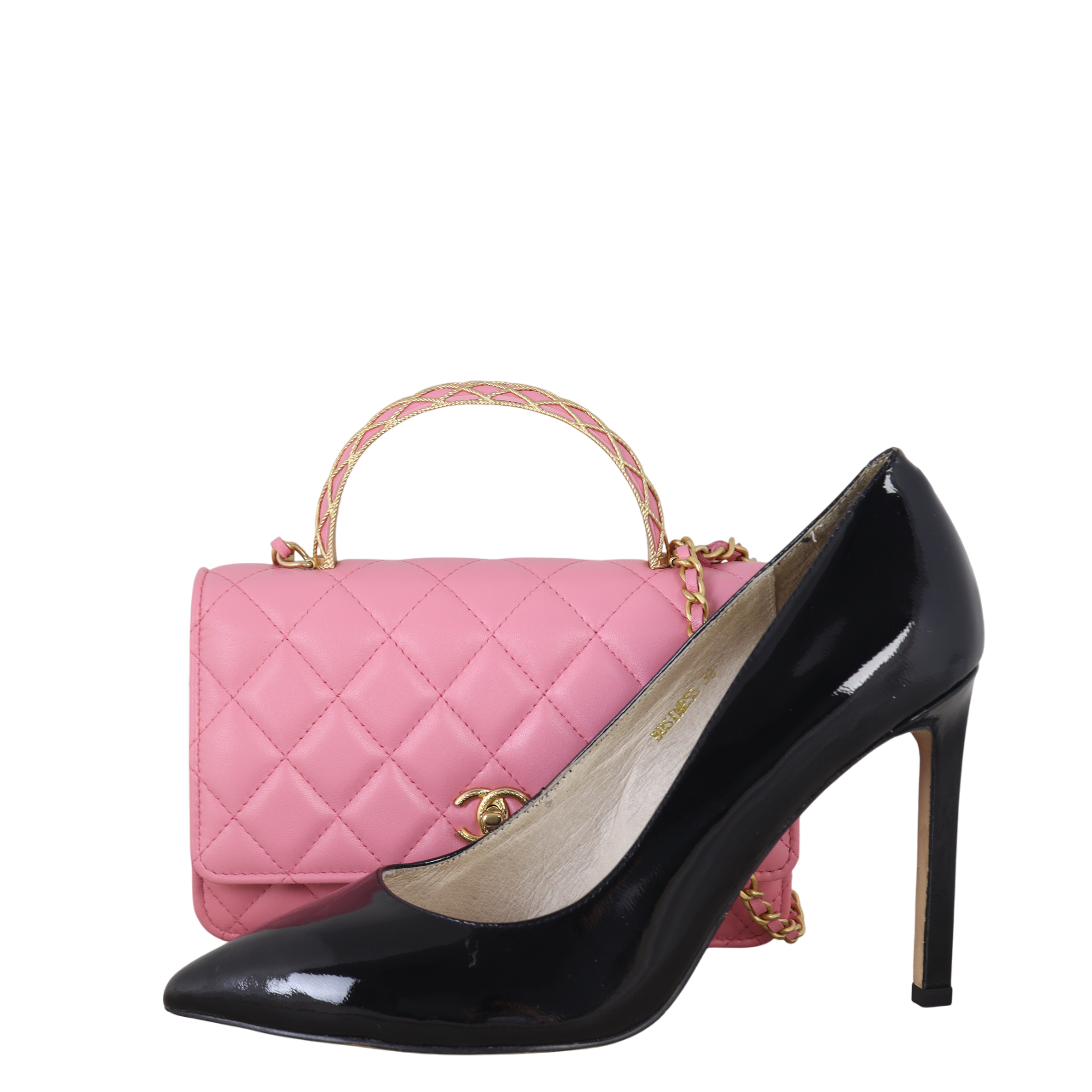 Chanel Metal Quilted Top Handle Wallet on Chain