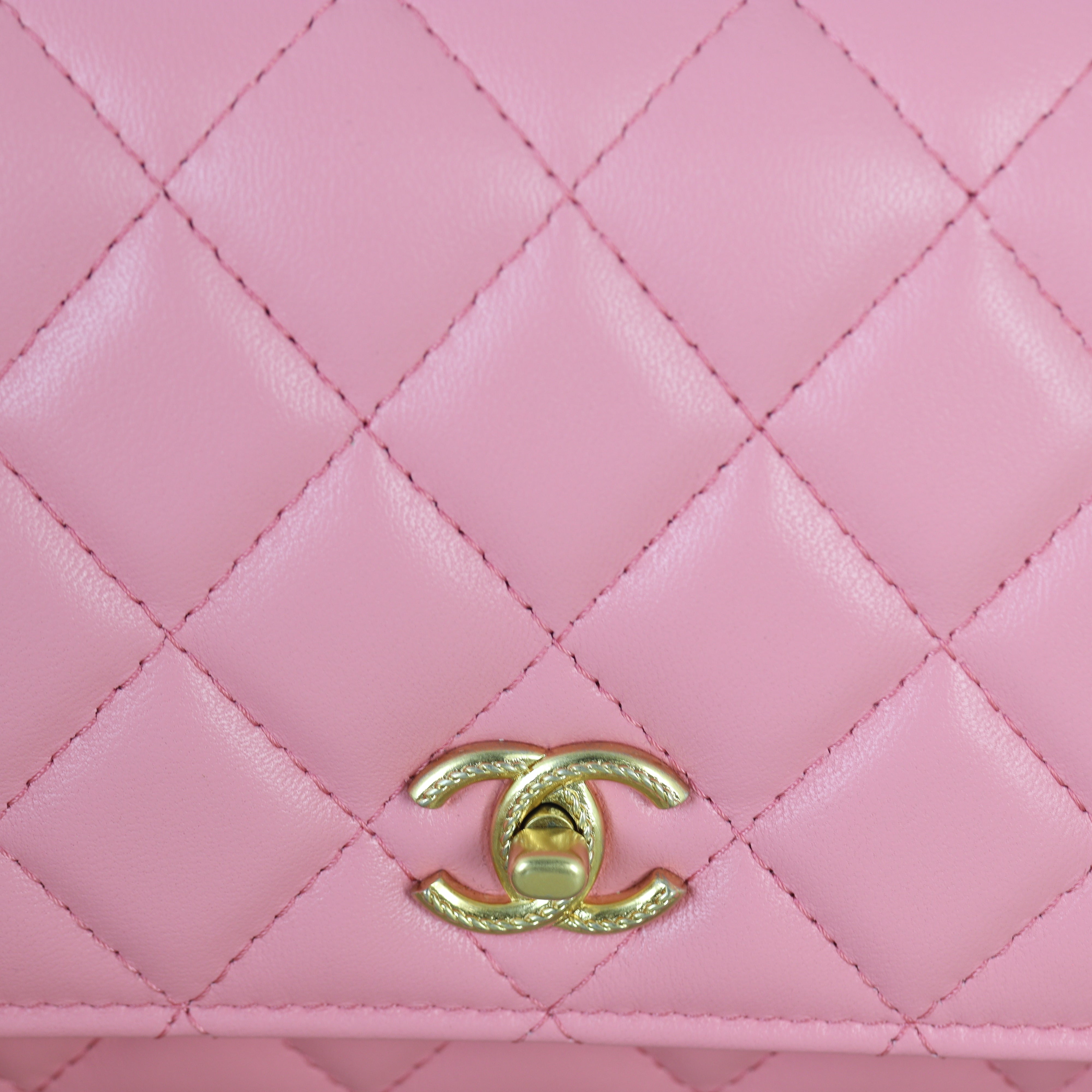 Chanel Metal Quilted Top Handle Wallet on Chain