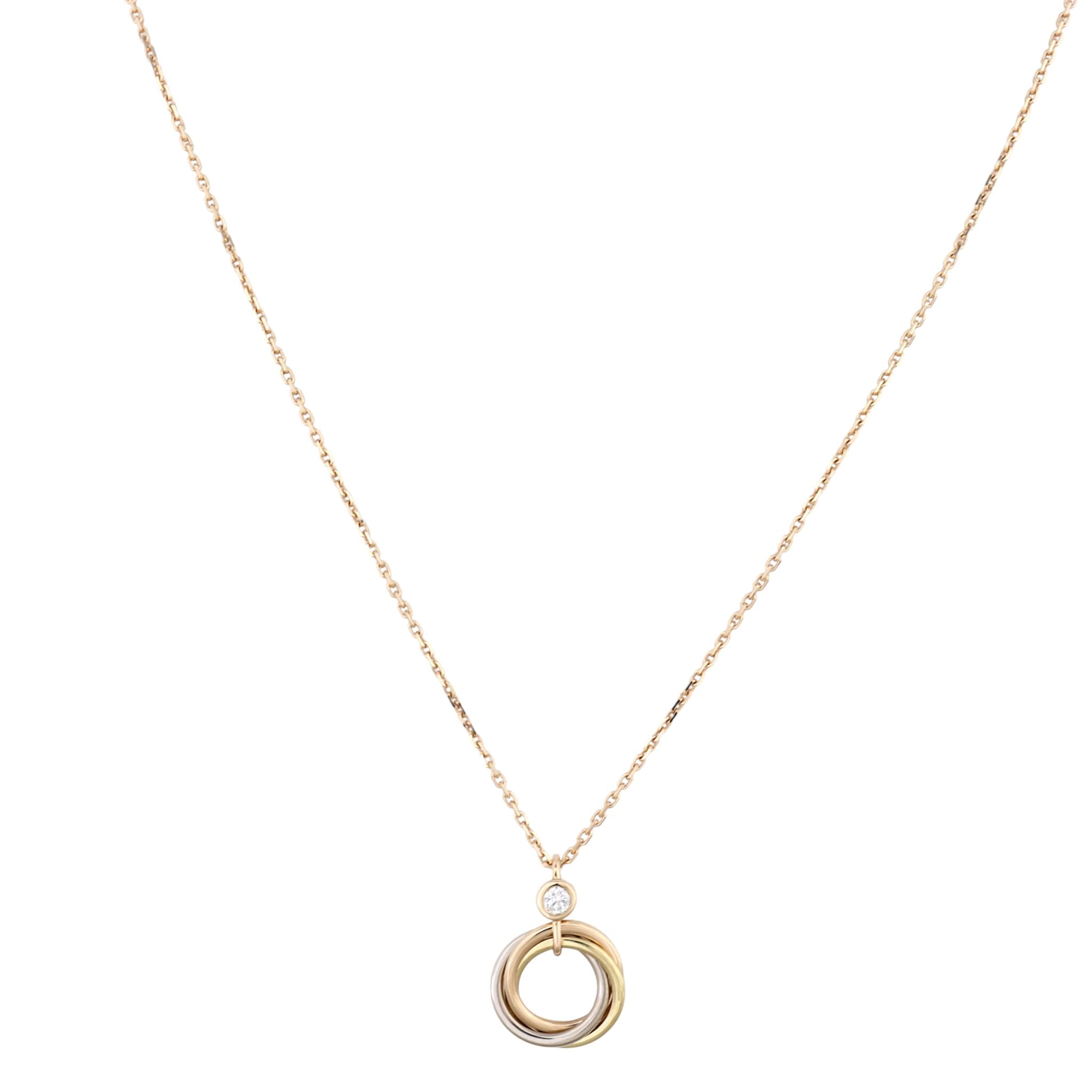 Cartier Trinity Diamond 18k Yellow, White & Rose Gold Necklace