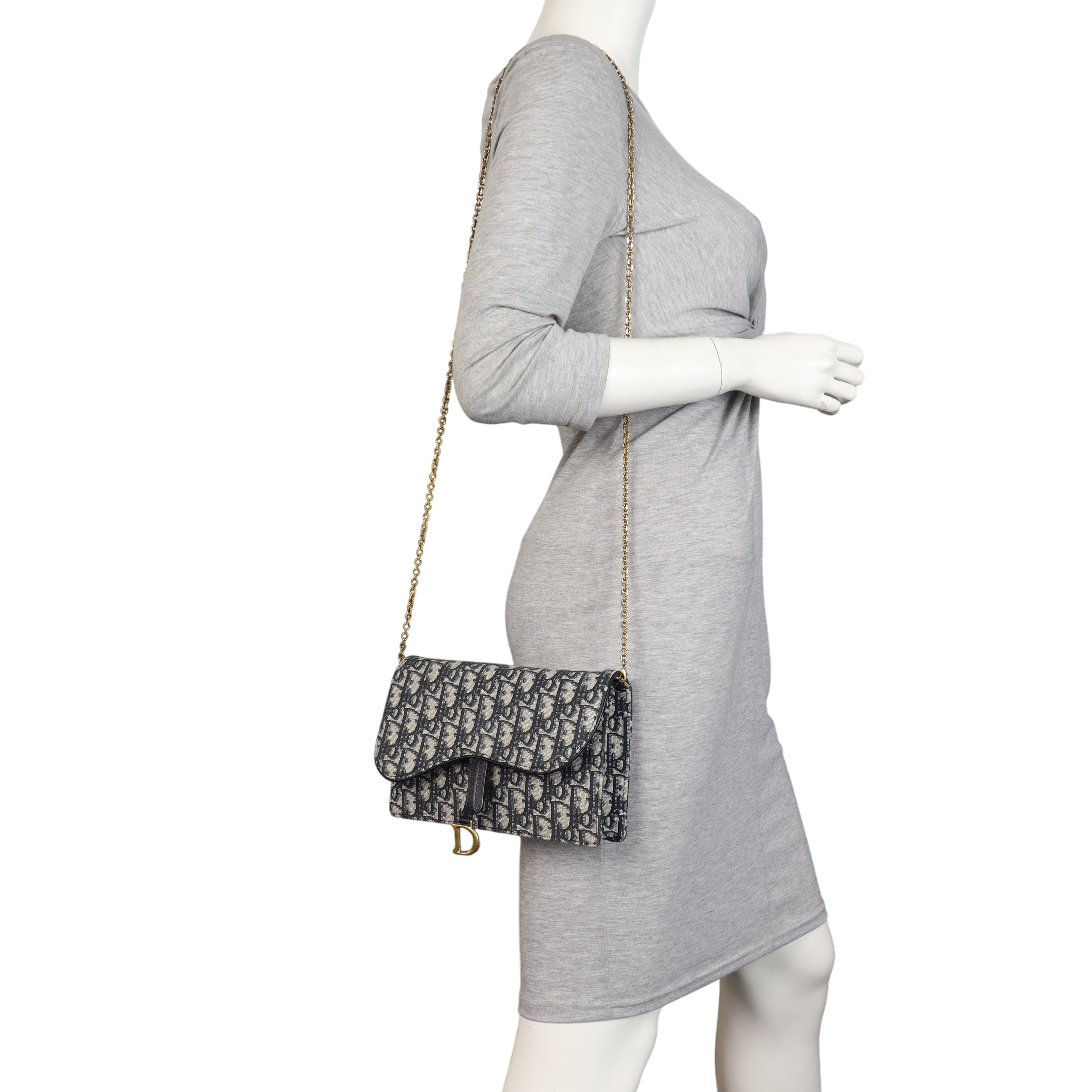 Dior Saddle Pouch Wallet on Chain Oblique