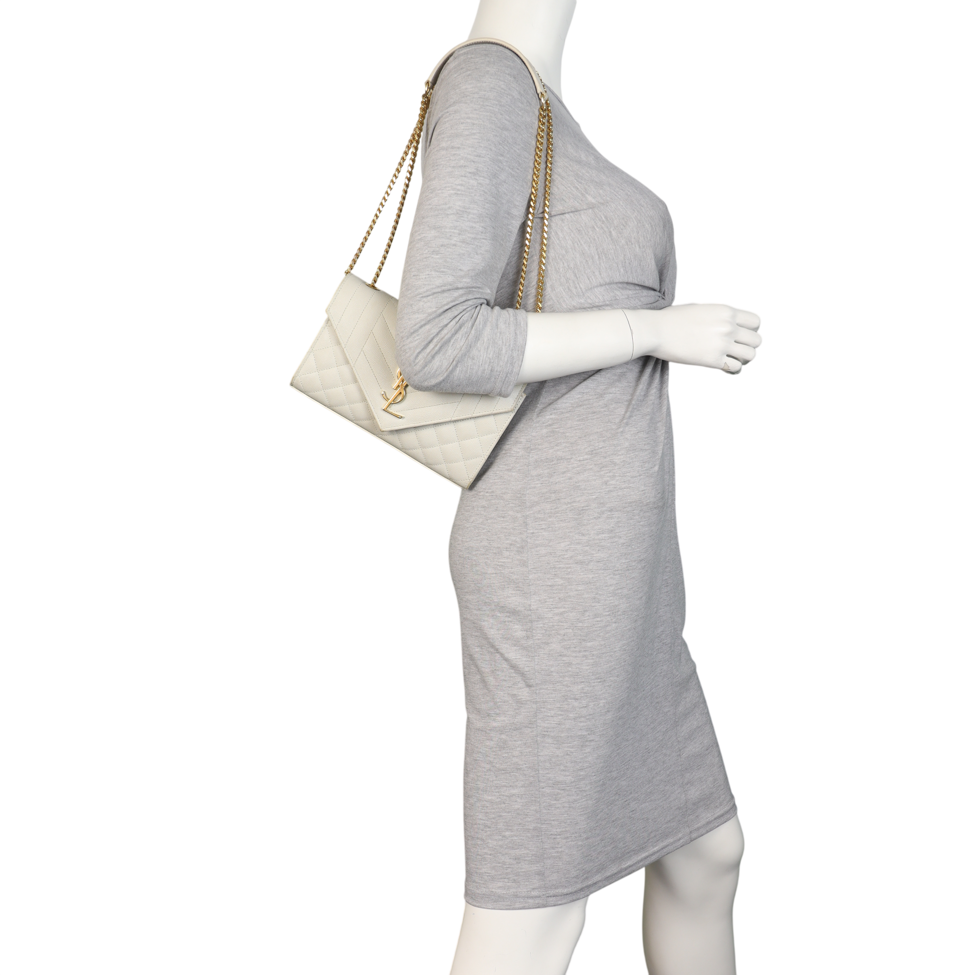 Saint Laurent Monogram Mix Matelasse Envelope Chain Bag Small